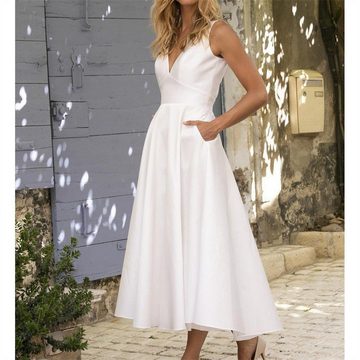 AFAZ New Trading UG Abendkleid Rückenfreies Kleid Slim-Fit-Kleid für Damen Einfarbig Midikleid