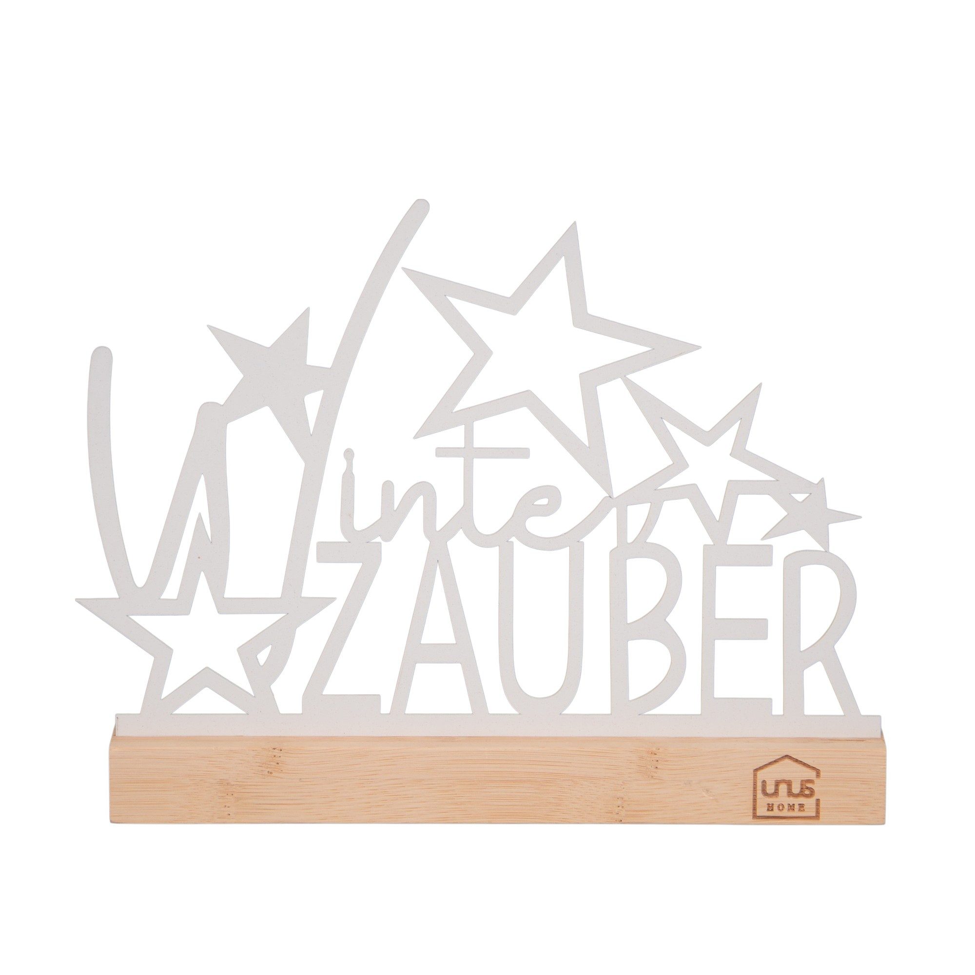 UNUS HOME Dekofigur Aufsteller "Winter Zauber" mit Sternen weiß (UNUS Aufsteller "Winterzauber" mit Sternen weiß)
