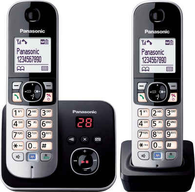 Panasonic KX-TG6822G Schnurloses DECT-Telefon (Mobilteile: 2, mit Anrufbeantworter, Nachtmodis, Freisprechen)