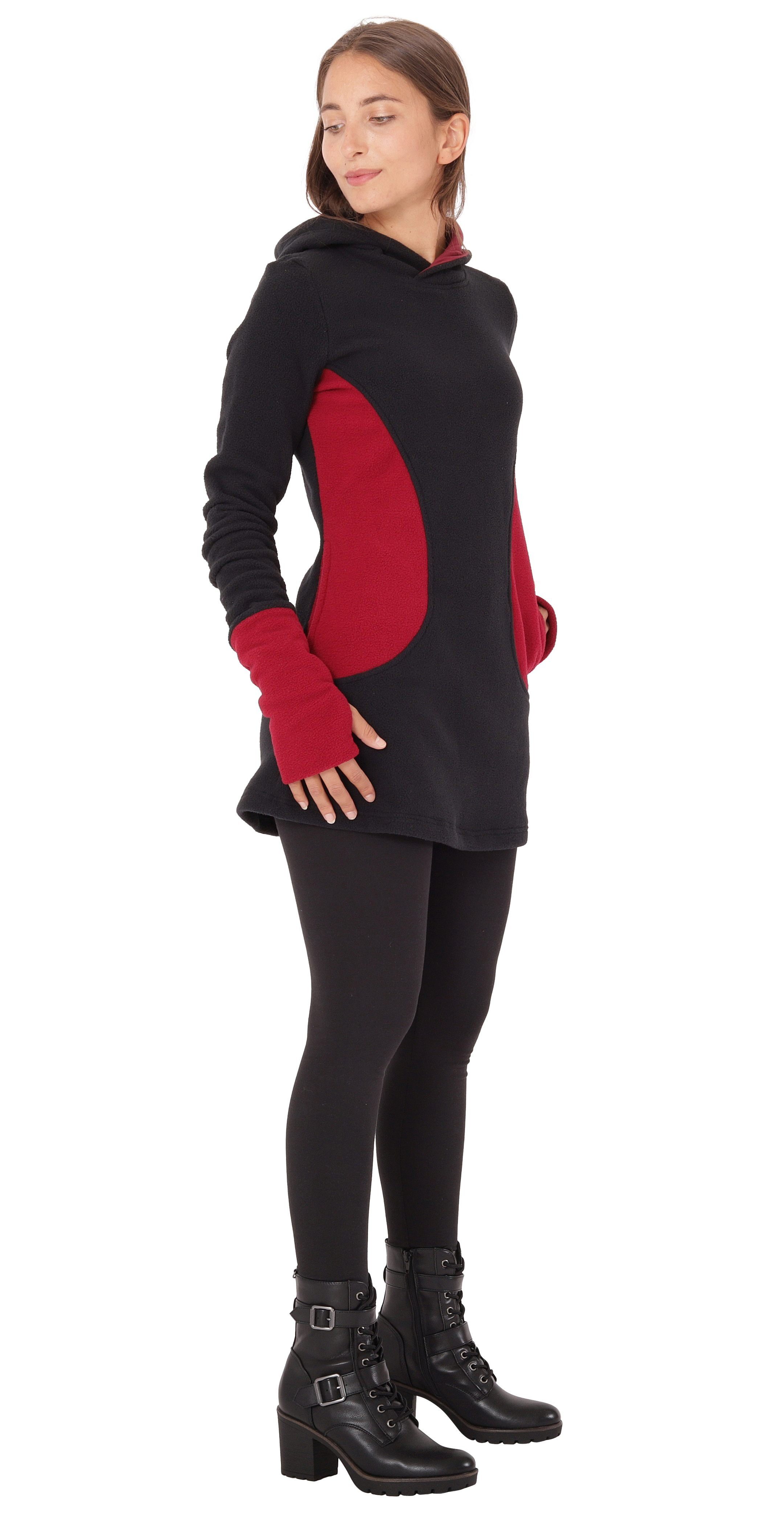 Rot dr12 mit Kapuzenpullover Taschen PUREWONDER und und Kleid Fleece Kapuze Pullover