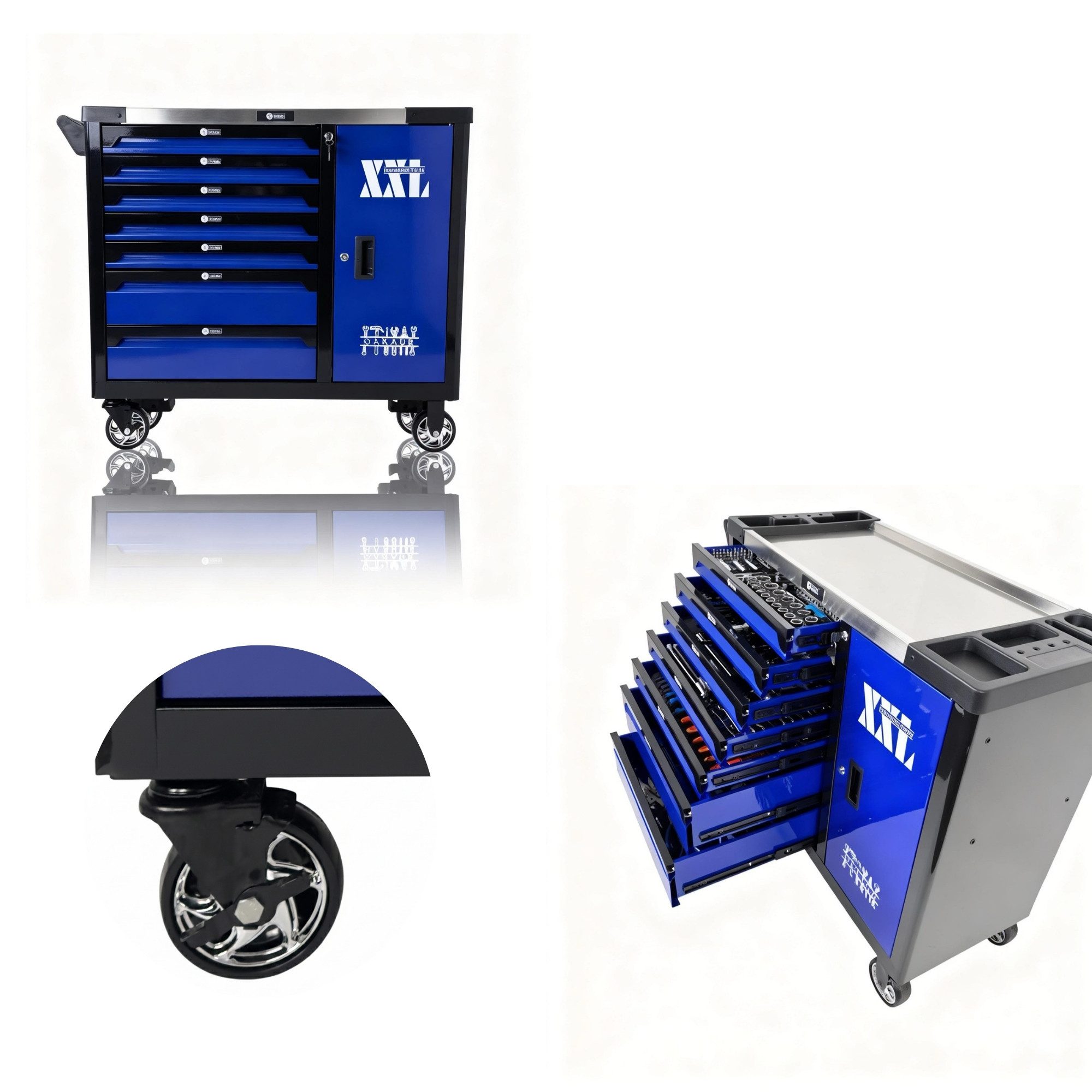 Toolcar Werkstattwagen Werkstattwagen F-Tools ToolCar, 7 volle Schubladen mit Werkzeugen, Garage