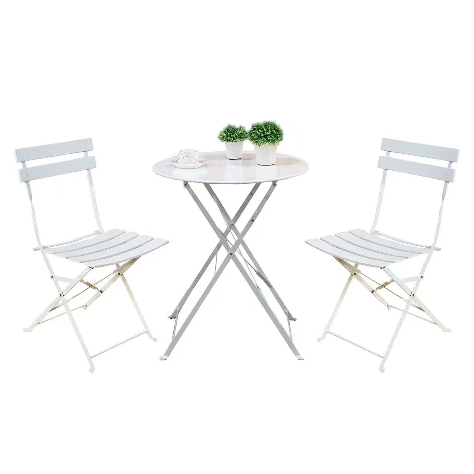 HTI-Living Balkonset Klappstühle Cavo, Personen Weiß 2 Balkonmöbel Bistroset 3-tlg), Klapptisch (Set