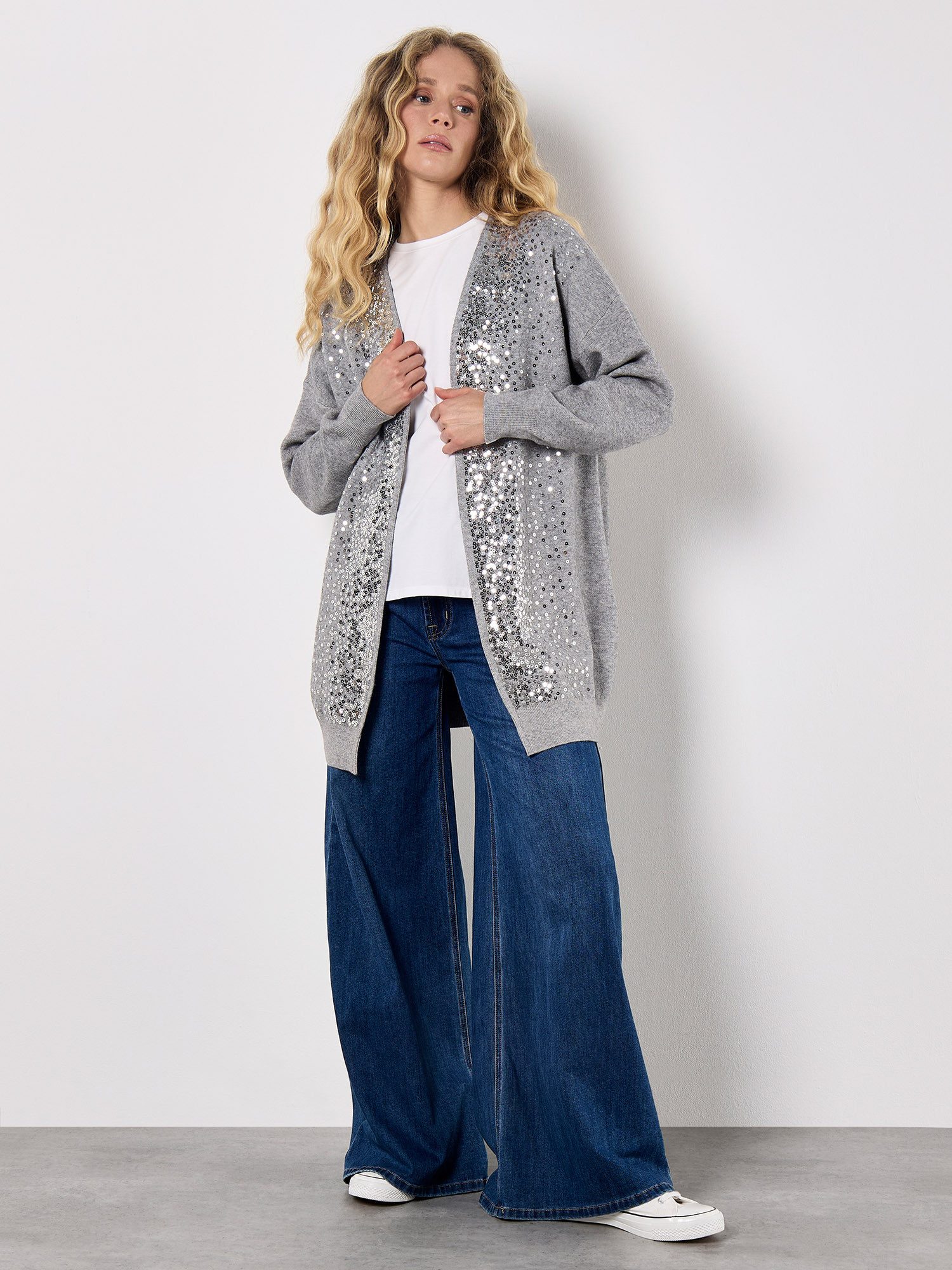 Apricot Cardigan Longcardigan mit Pailletten