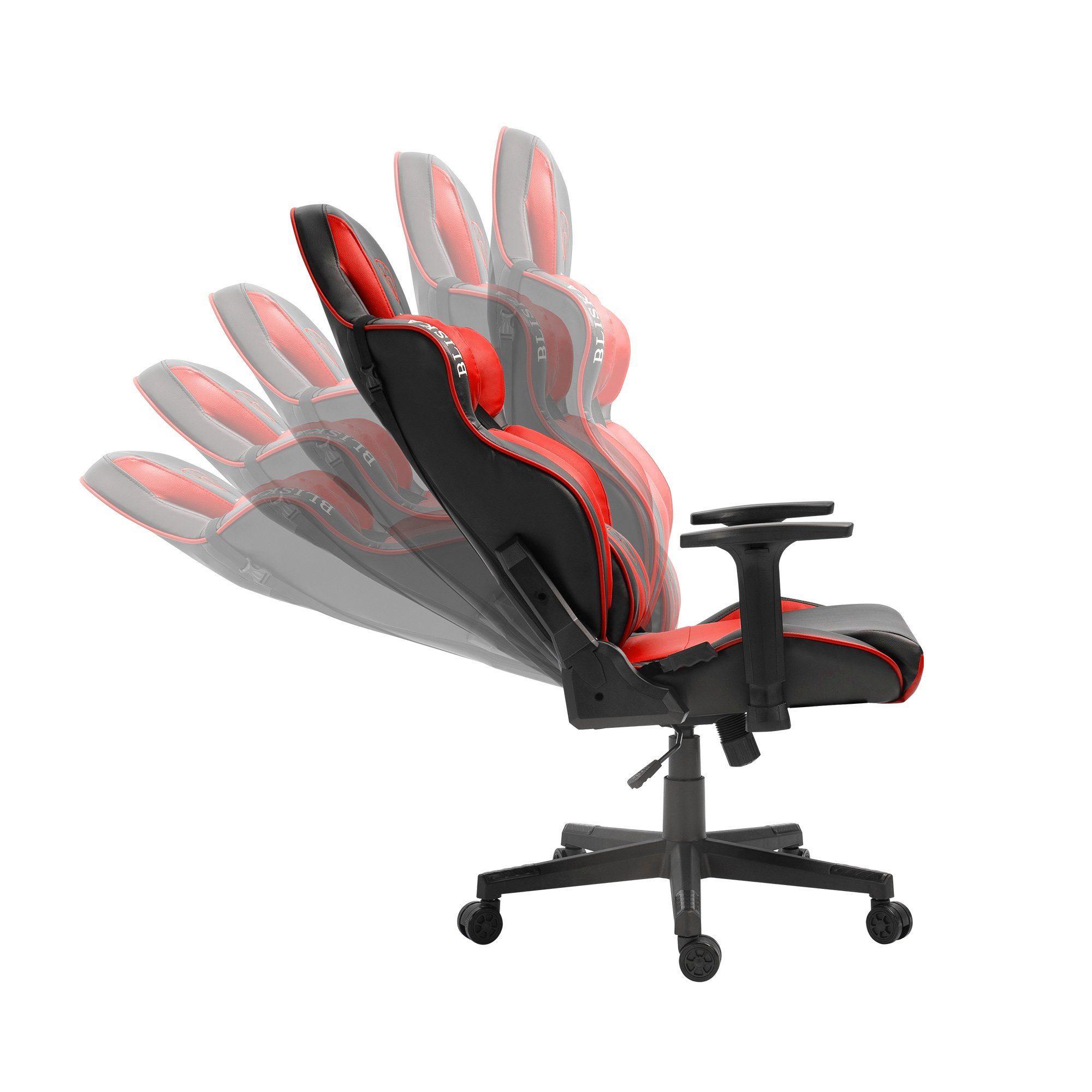 ohne / Racing-Design 4D-Armlehnen Rot Stuhl mit flexiblen Odysseus Gaming Schwarz TRISENS Bürostuhl im Stück), (1 Fußstütze Chefsessel