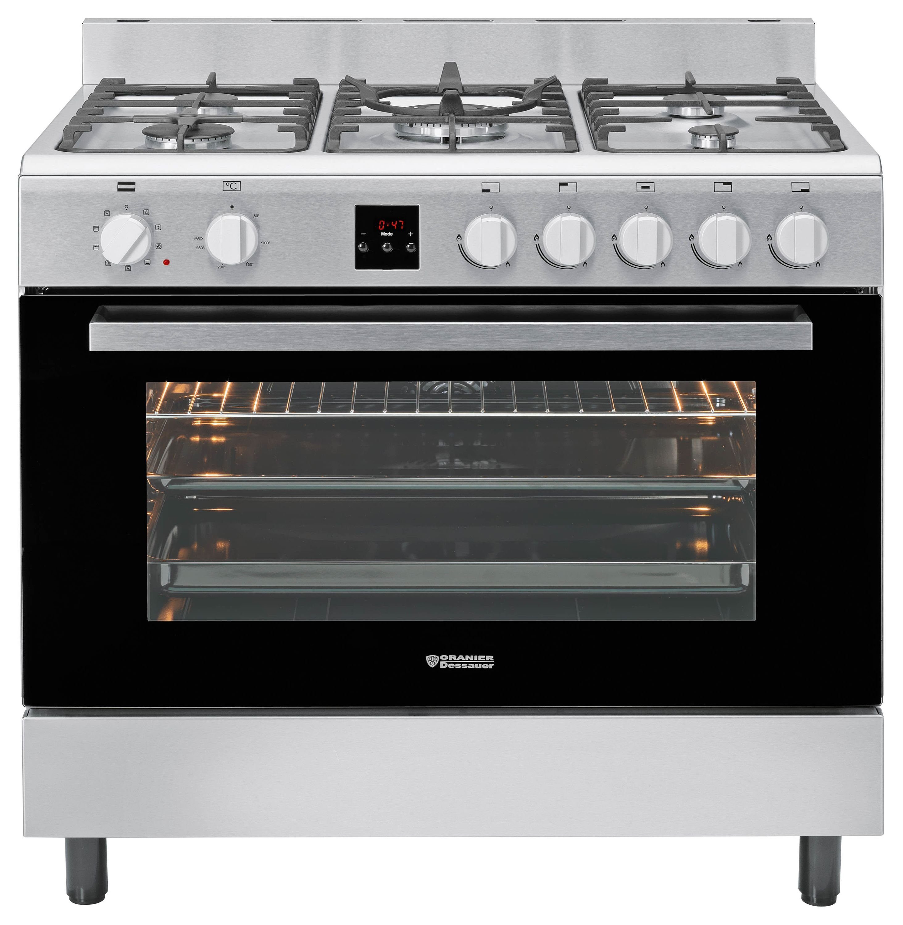 Oranier Elektro-Standherd Koch-Back-Station FZE 1599 Edelstahl Erdgas 90cm, mit 2-fach Teilauszug