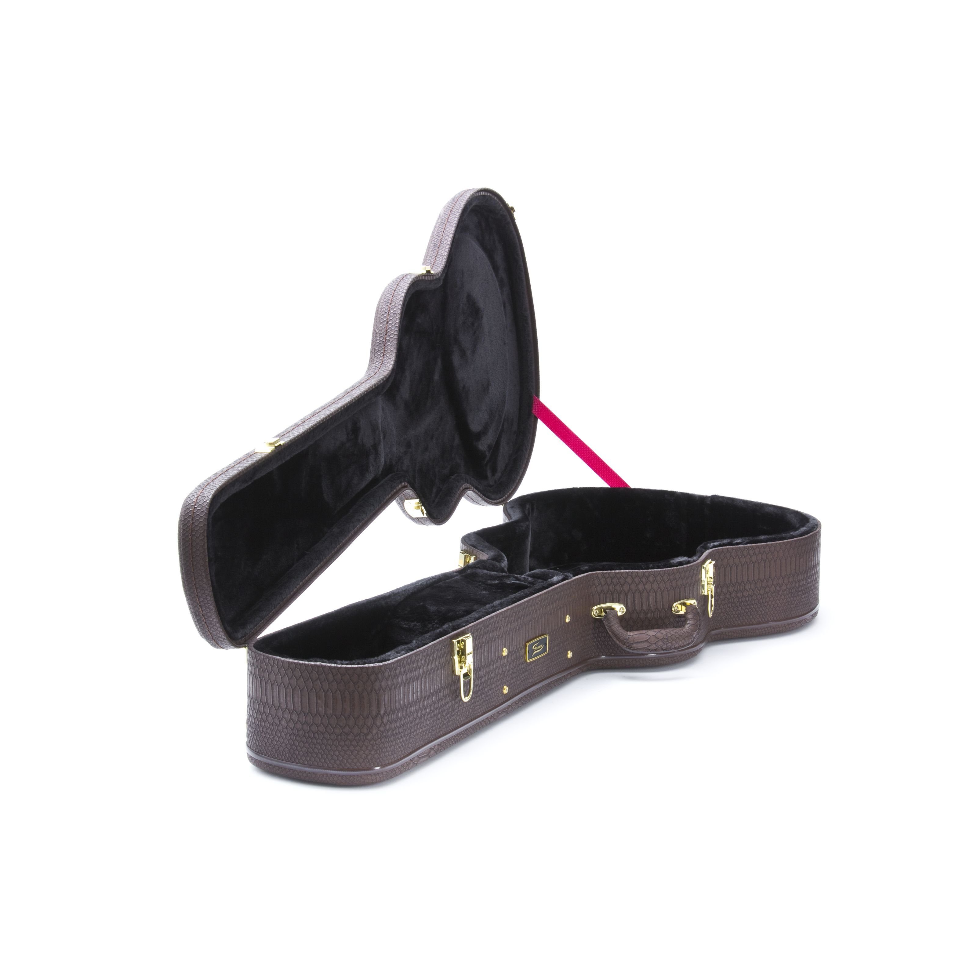 FAME Gitarrentasche (Jumbo Gitarrenkoffer Dark Brown Snakeskin-Optik Wetterfest Stabil Polsterung Zubehörfach Robuste Metallschnallen Tragegriff für Westerngitarren, Gitarrenkoffer und Gitarrentaschen, Gitarrenkoffer Westerngitarre), Jumbo Gitarrenkoffer, Wetterfest, Stabil