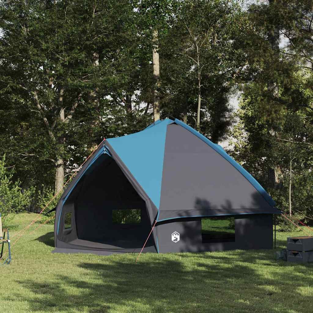 furnicato Faltzelt Teepee-Zelt 567x470x242 cm Blau-Grau, (1 tlg), Großes Tipy mit E-Port, Belüftungsfenstern und Platz für 10 Personen