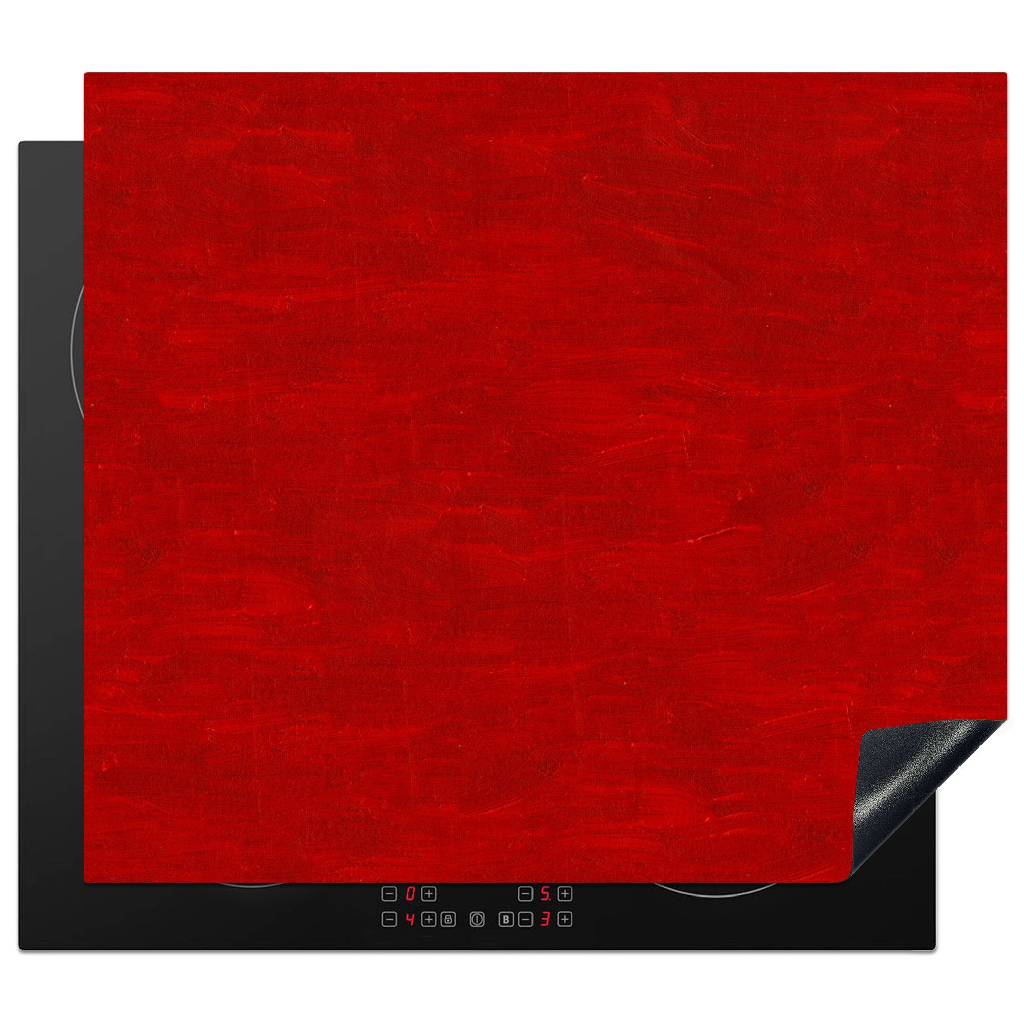 MuchoWow Herd-Abdeckplatte Muster - Ölfarbe - Rot, Vinyl, (1 tlg), Cerankochfeld Abdeckung, Herd Abdeckplatten Vinyl, 58.3x51.3 cm