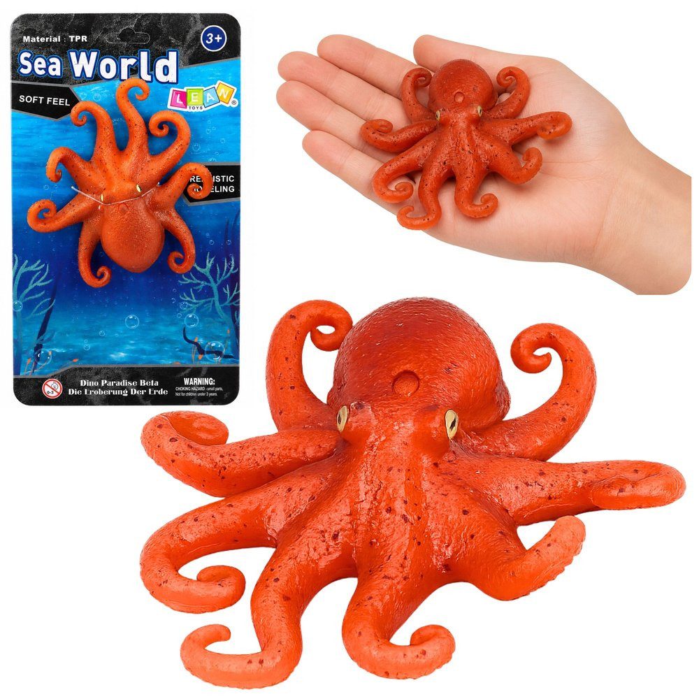 Wisam Lernspielzeug Gummi-Oktopus-Figur, dehnbar, realistisches Meerestier, 14 cm