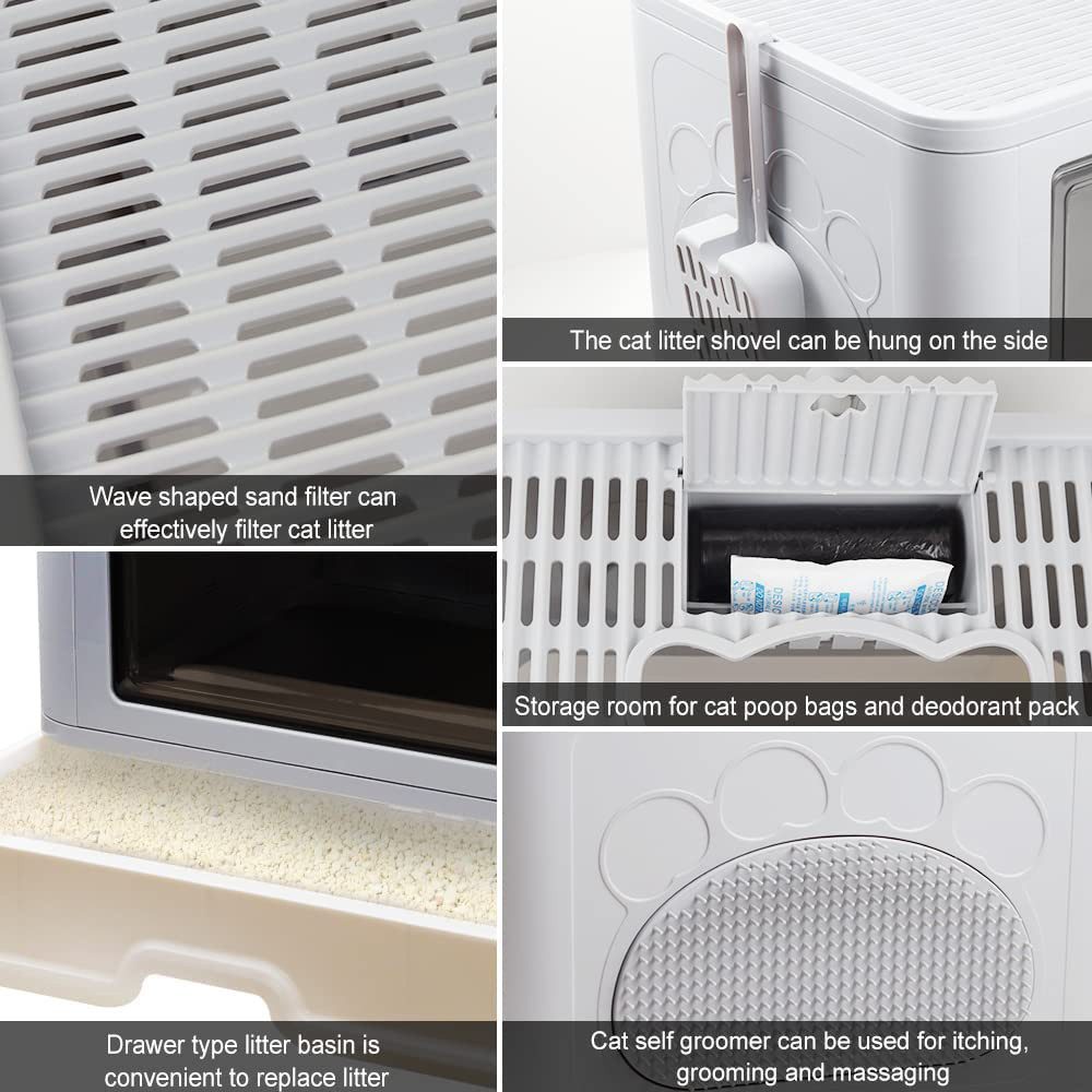 JEOBEST Katzentoilette Katzenklo mit Streuschaufel, Reinigen