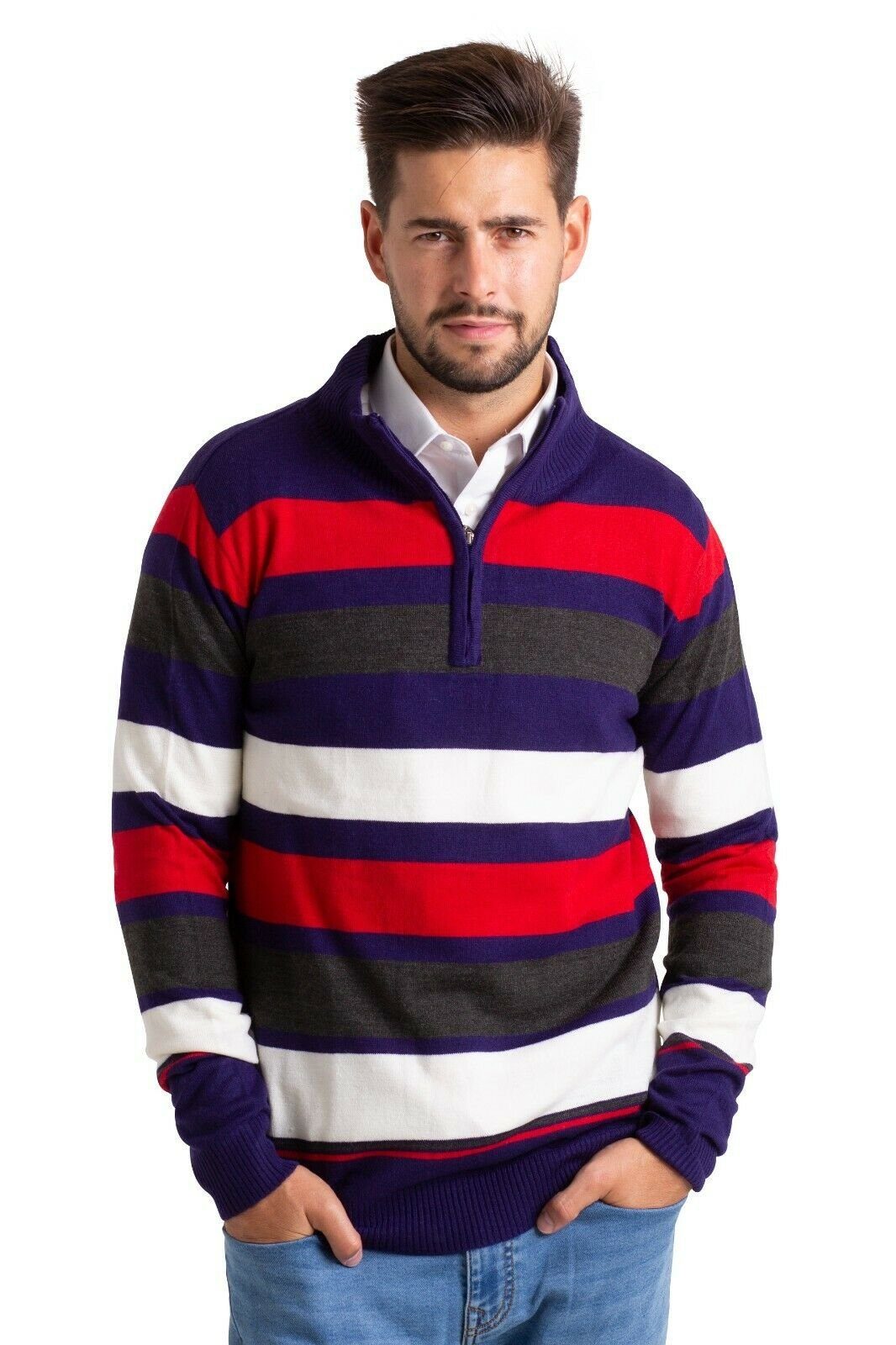 BlauerHafen Strickpullover Herren High-neck Sweater Half günstig online kaufen