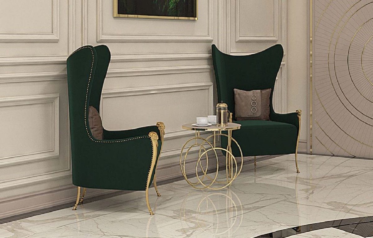 Tisch Qualität Padrino Casa Hotel & Gold Designer Beistelltisch Luxus - mit Marmorplatte - Luxus Creme Beistelltisch Möbel / - Luxus