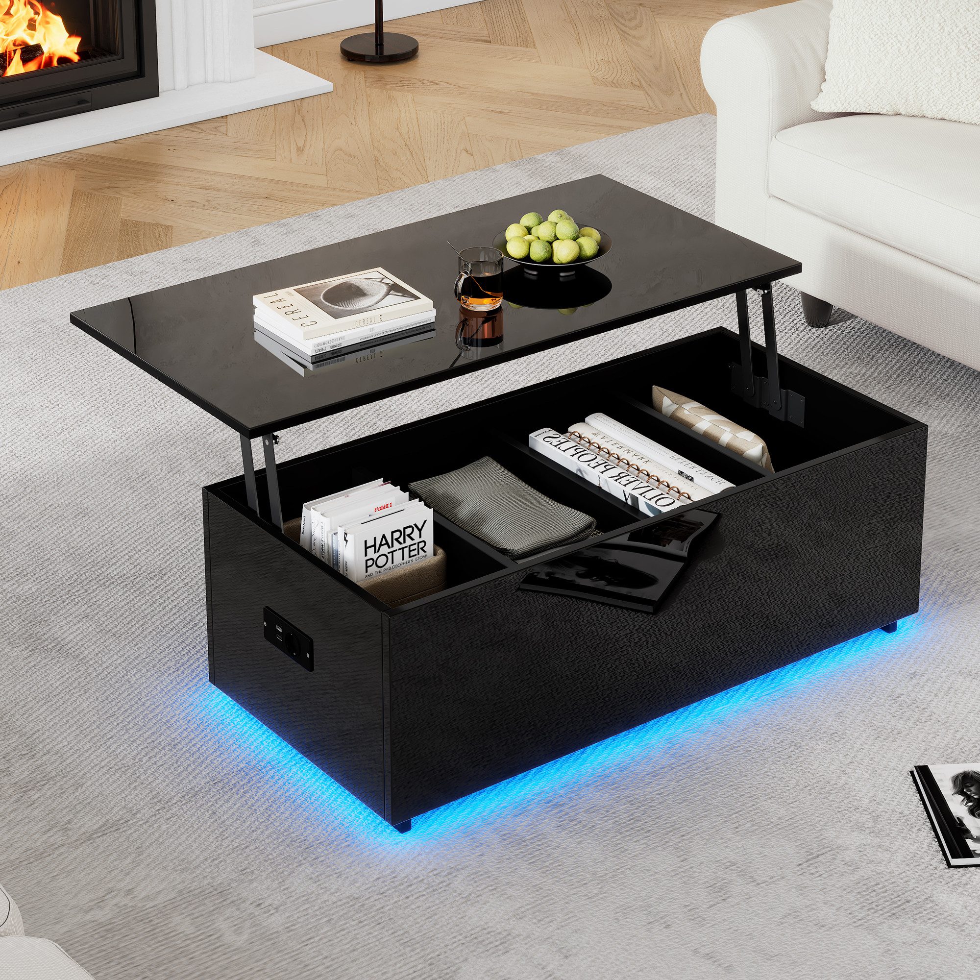 Merax Couchtisch Hochglanz mit LED-Beleuchtung (1-St., Satztisch Beistellti günstig online kaufen