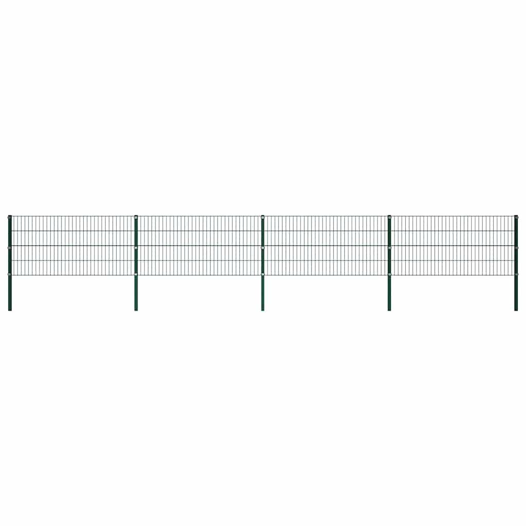 vidaXL Gartenzaun Zaunelement mit Pfosten Eisen 694,5 x 80 cm Grün, (1-St)