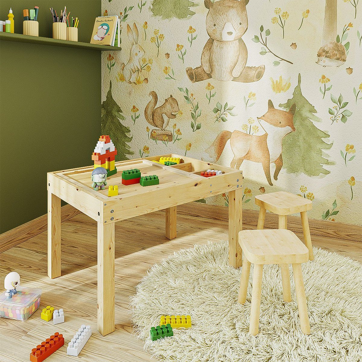 Artkid Spieltisch Lars Spieltisch - multifunktionaler Kindertisch in Natur, mit