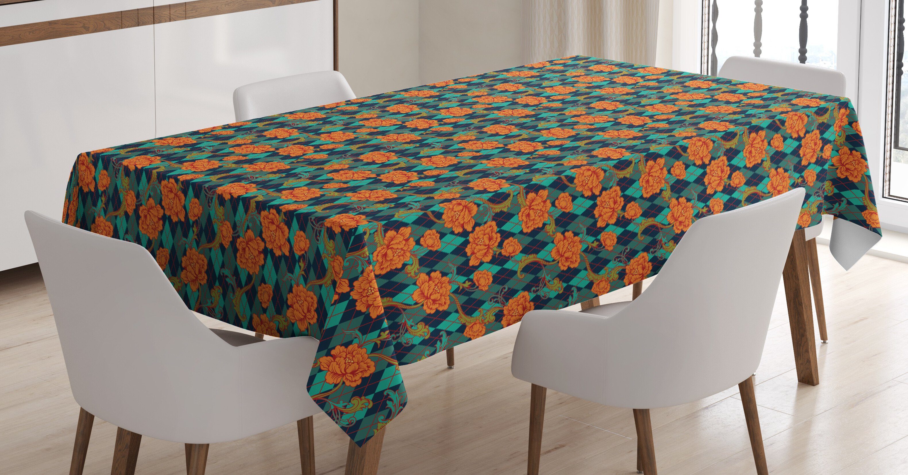 Farbfest Bereich Klare Barock-Blüten Farben, Waschbar geeignet Tischdecke Außen den Renaissance Für Abakuhaus