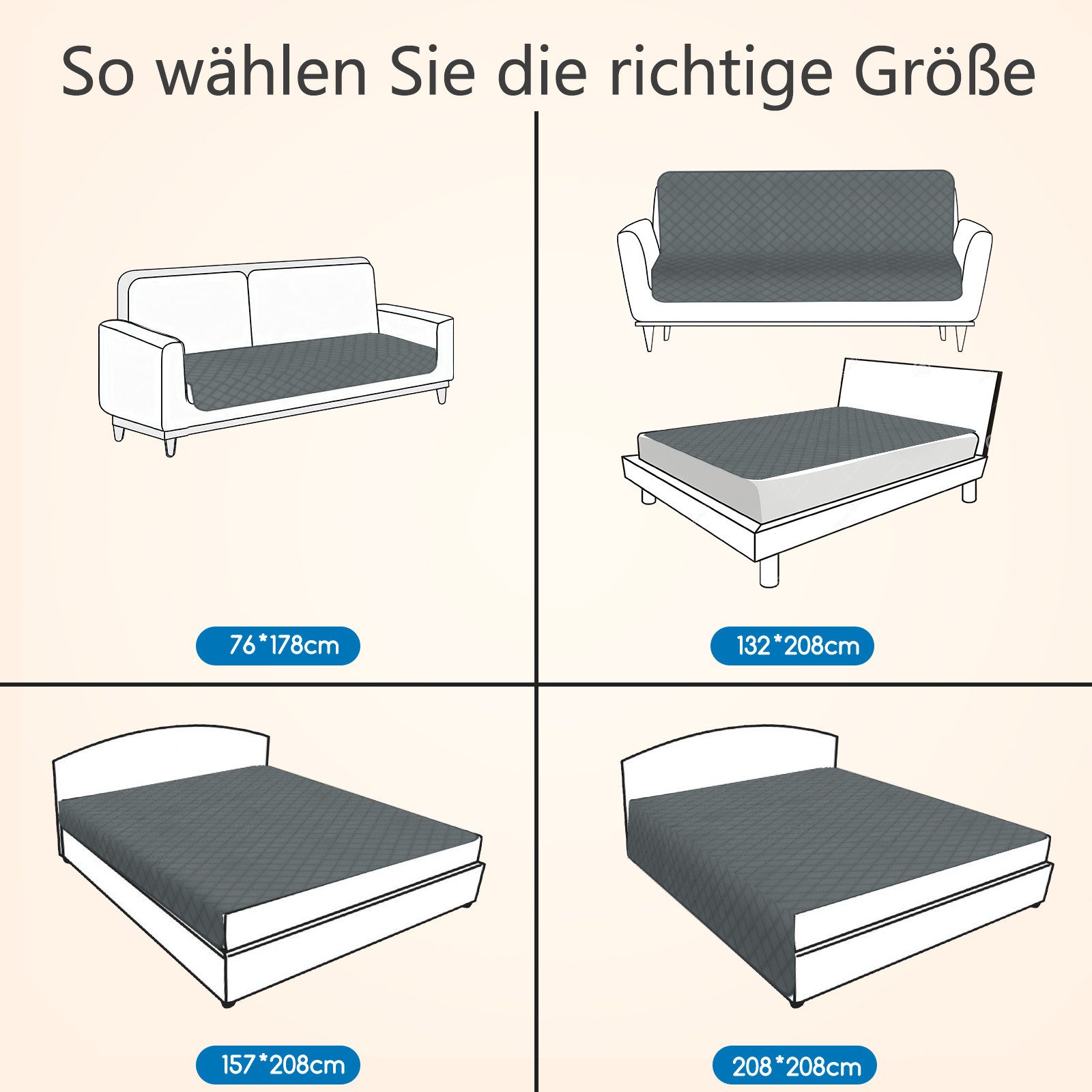 nobleza Hundematte Wasserdichte Hundedecke, Robuste Hundematte als Schutz für Sofa & Bett