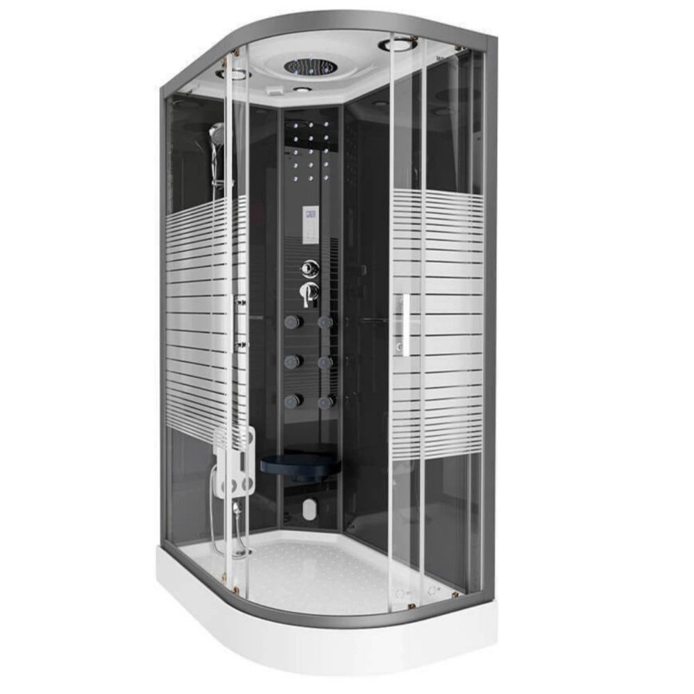 DEKO VERTRIEB BAYERN Dampfdusche XL Luxus LED Dampfdusche-Dampfsauna 120x80 Kombi Dusche +Radio Black