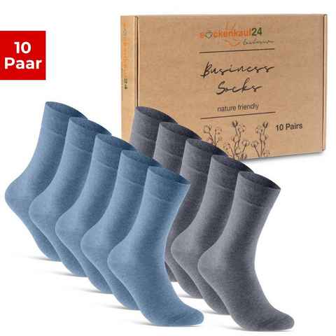 sockenkauf24 Socken 10 Paar Premium Socken Herren & Damen Komfort Business-Socken (Jeans, 10-Paar, 43-46) aus gekämmter Baumwolle mit Pique-Bund (Exclusive Line) - 70101T