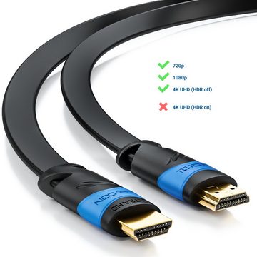 deleyCON deleyCON 10m Flaches HDMI Kabel UHD 4K 3D 1080p 2160p ARC Full HD - HDMI-Kabel