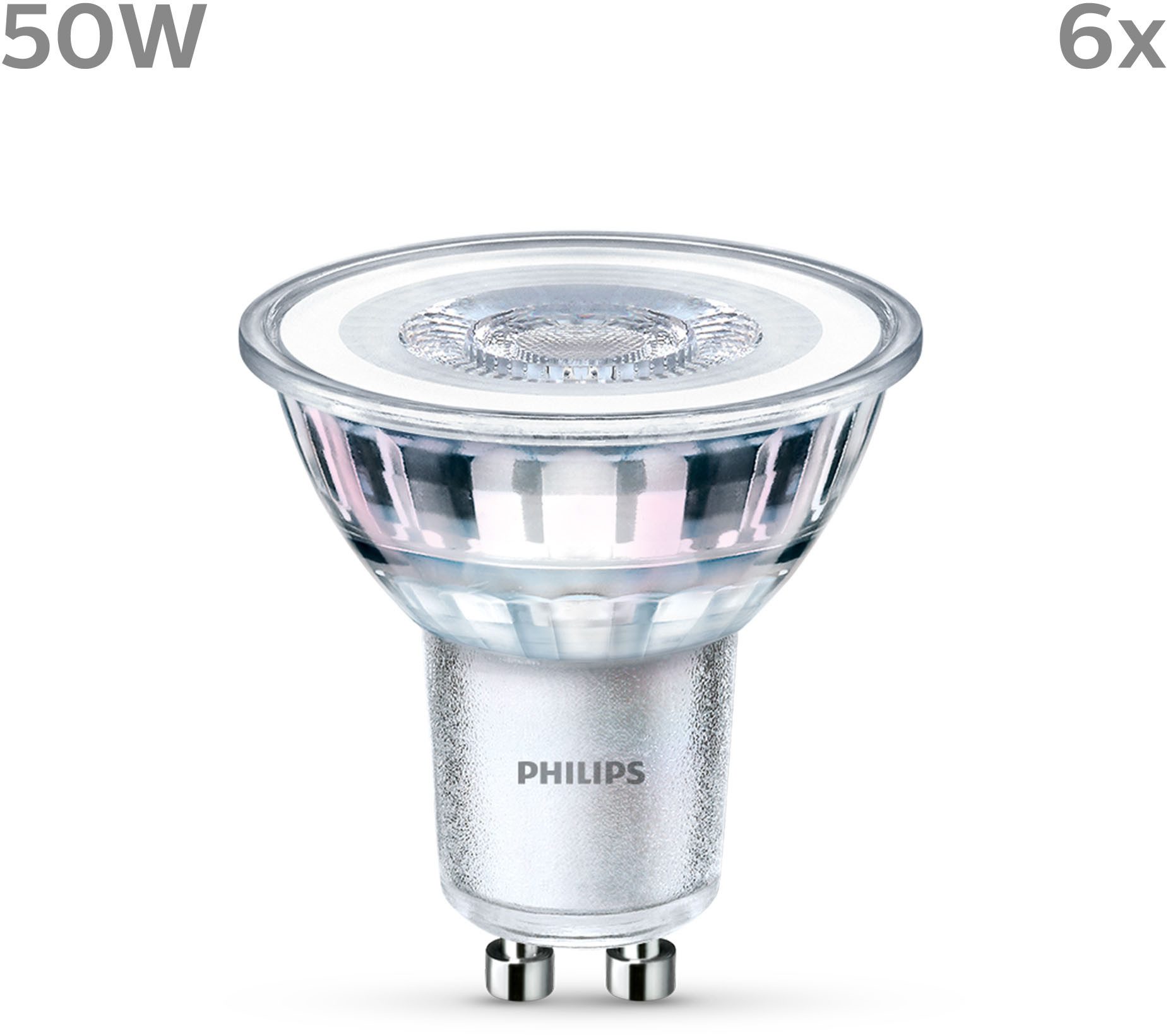 Philips LED-Leuchtmittel Classic 50W 36D non dim, GU10, 6 St., Warmweiß günstig online kaufen