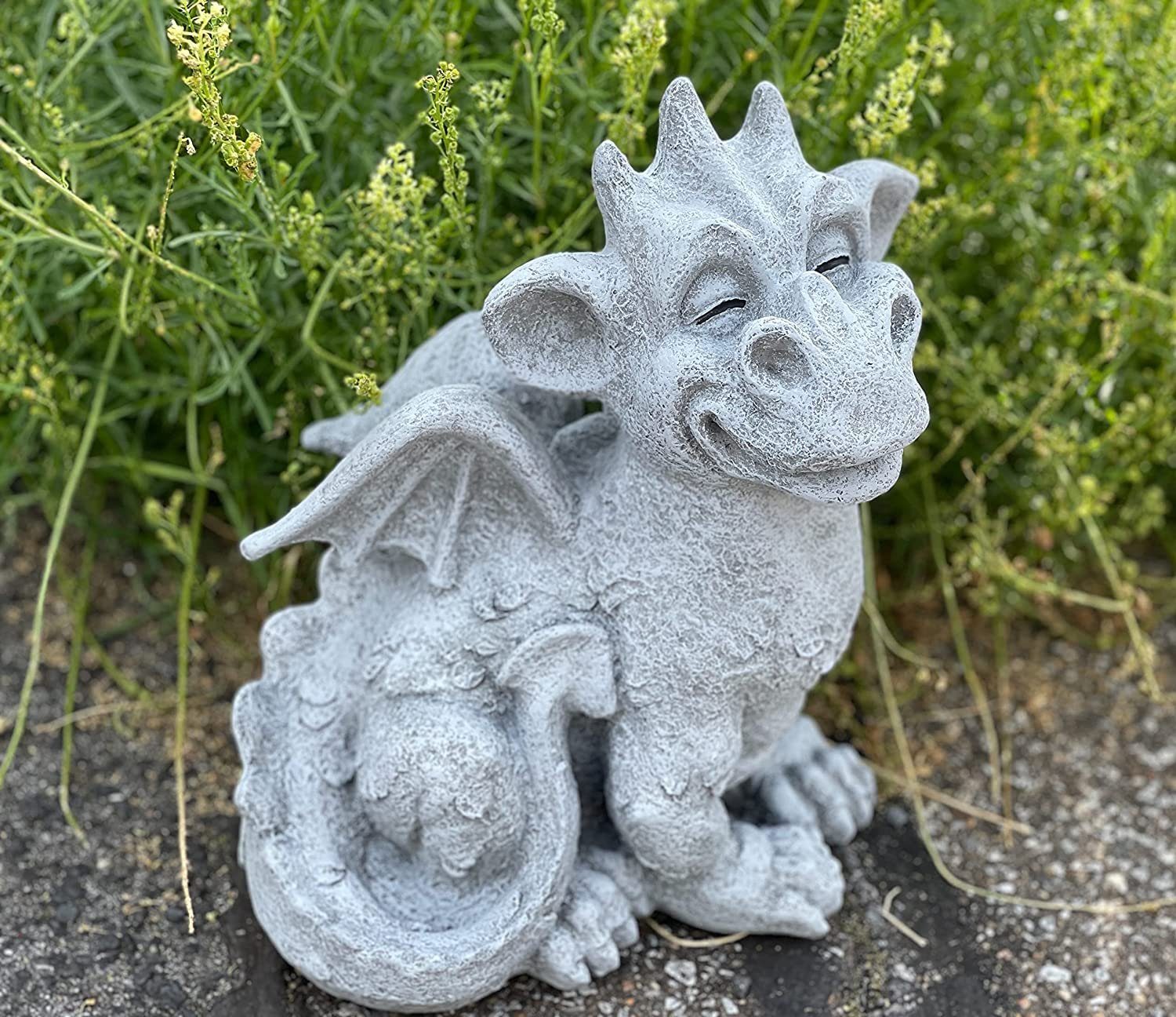 Style Steinfigur großer Cristiano Gartenfigur Drache Stone and