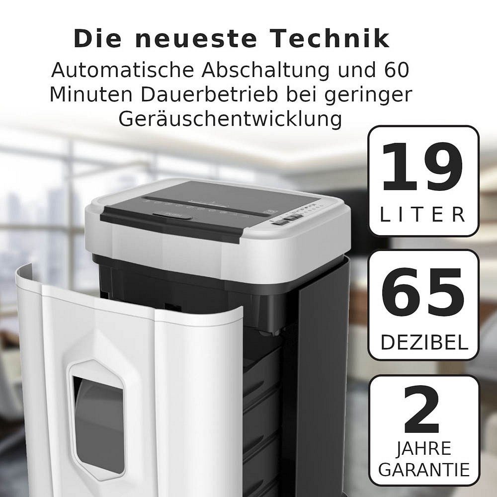 LMG Germany Aktenvernichter Papierschredder P4, P5 Autofeed 120 Blatt, sehr leise, Partikelschnitt, Schredder manuell bis zu 10 Blatt, 60 Minuten Dauerbetrieb – Bild 5 von 5