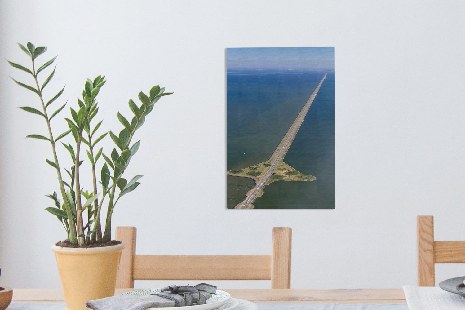 Niederlanden, inkl. Luftaufnahme den St), Afsluitdijk bespannt cm Leinwandbild des fertig Gemälde, (1 in 20x30 Zackenaufhänger, Leinwandbild OneMillionCanvasses®