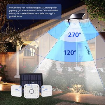 LifeImpree LED Solarleuchte 2 Stück, LED fest integriert, Weiß Licht, Kann gedreht werden, mit Bewegungssensor Solar-Straßenleuchte