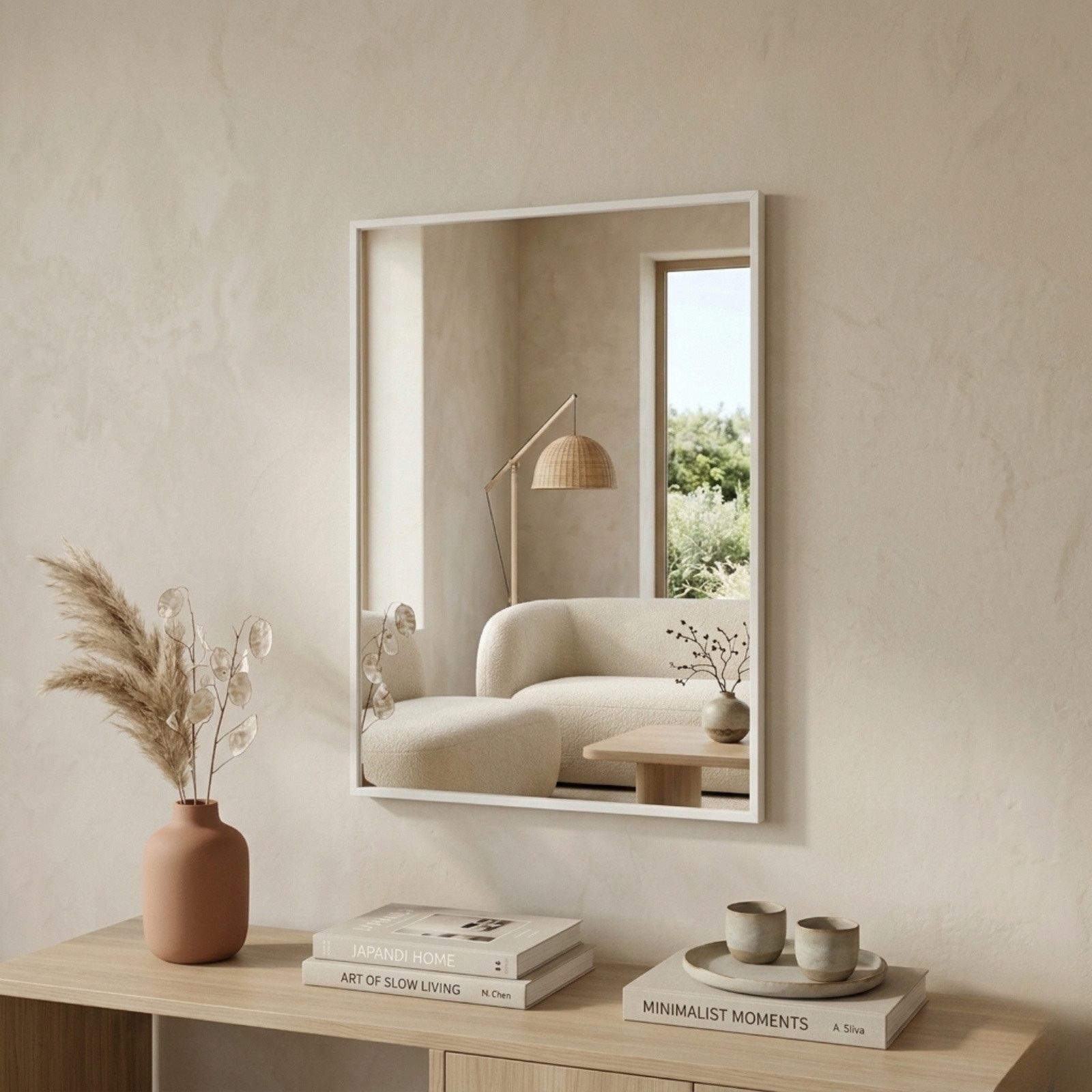 SCENA LIVING Wandspiegel Rechteckiger Wandspiegel VINKEL, 70 x 50 cm, Splittergeschütztes Sicherheitsglas (PTE-Folie)