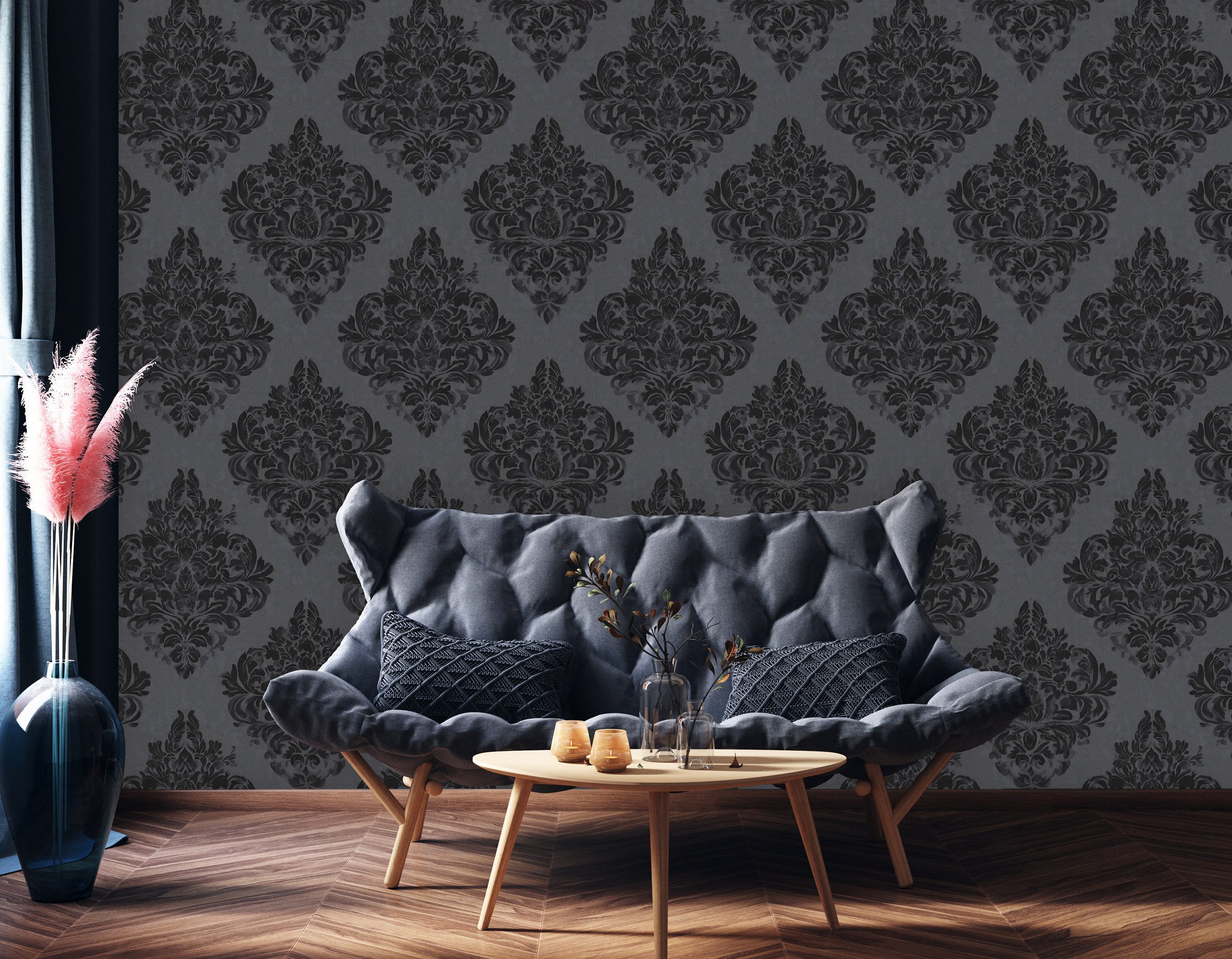 Wallarena Vliestapete Schwarz Grau Abstrakt Wohnzimmer Schlafzimmer Tapete günstig online kaufen