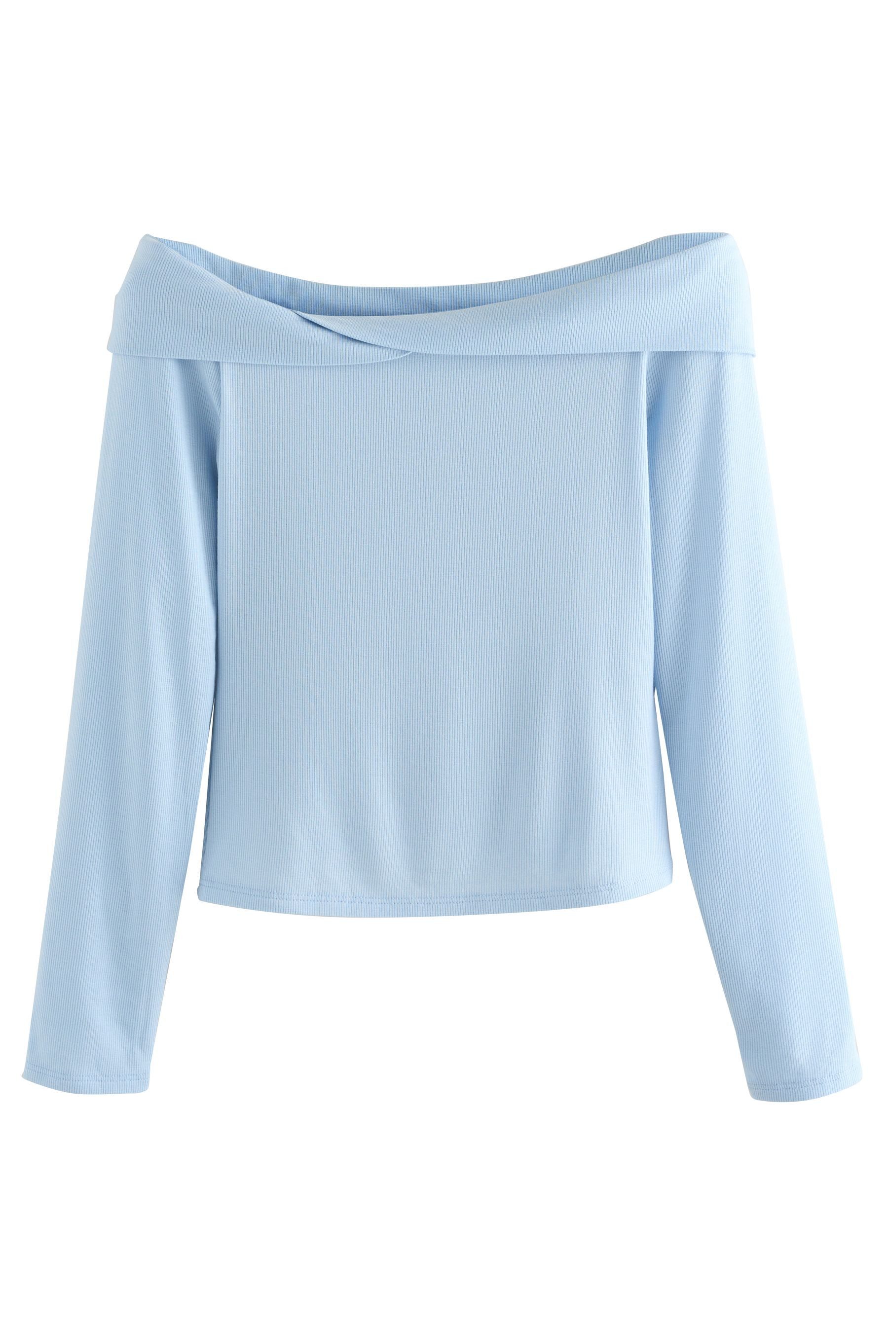 Blusenshirt Schulterfreies Langarmoberteil mit Lyocell