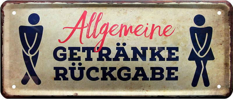 WOGEKA ART Metallbild Allgemeine Getränke Rückgabe - 28 x 12 cm Blechschild WC Toilette Klo