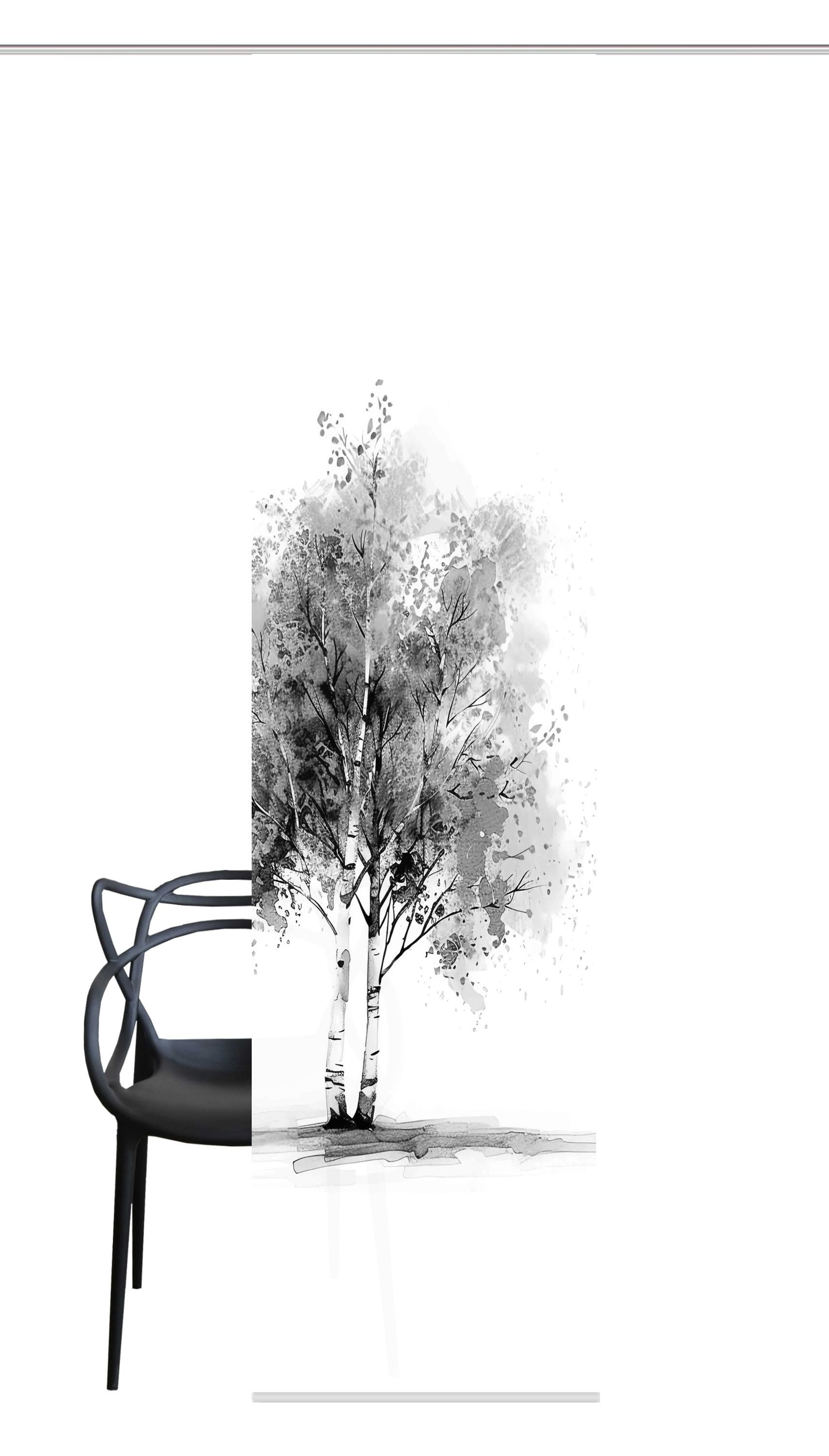 HOME WOHNIDEEN Schiebegardine Schiebegardine TREE, Seidenoptik,blickdicht, 245x60 cm (1 St), Paneelwagen, blickdicht, 100% Polyester