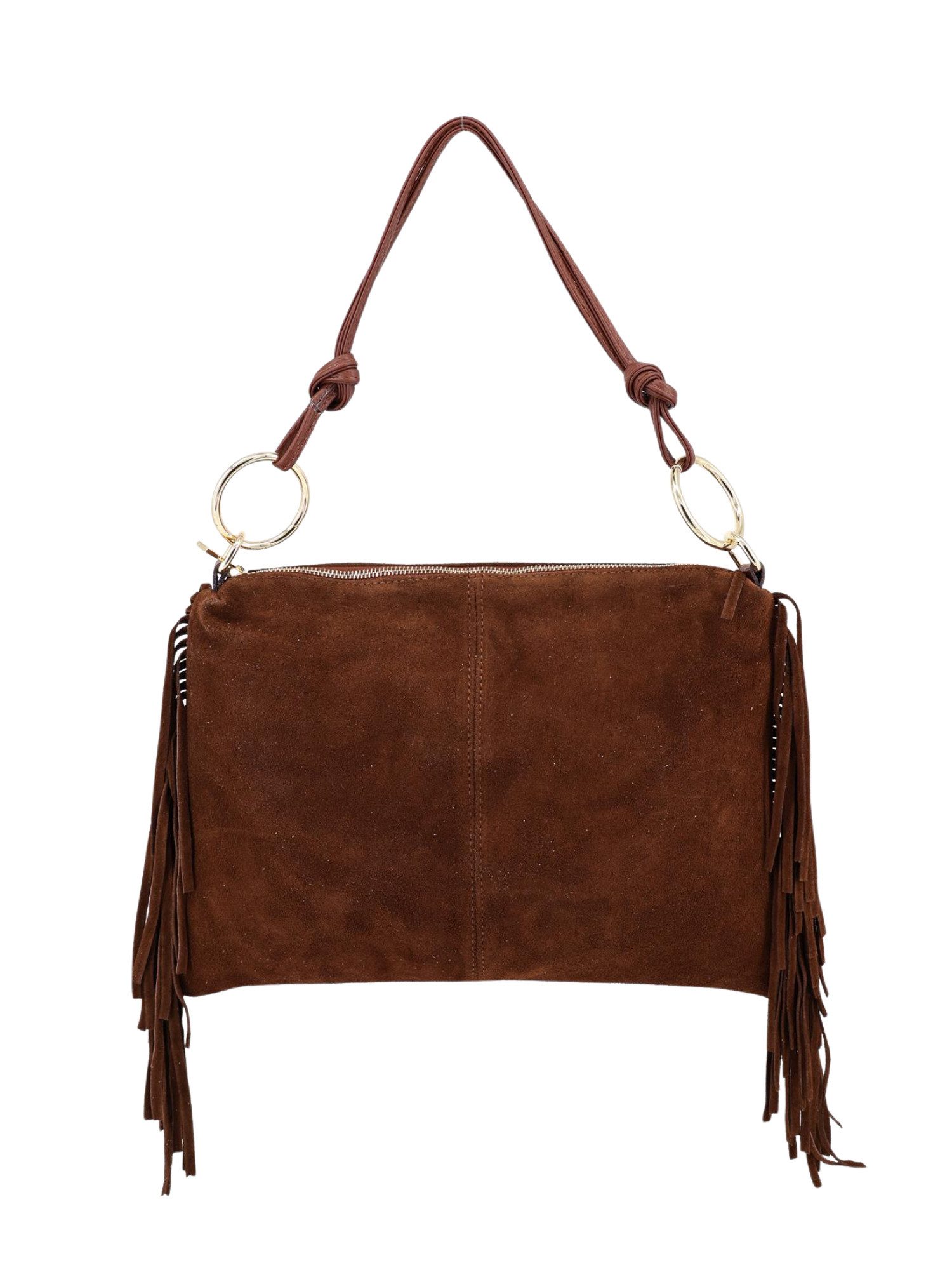 BRISE TASCHE Schultertasche Schultertasche mit Fransen aus Wildleder- Trendiger Alltagsbegleiter (Einzeltasche, 1-teilig)