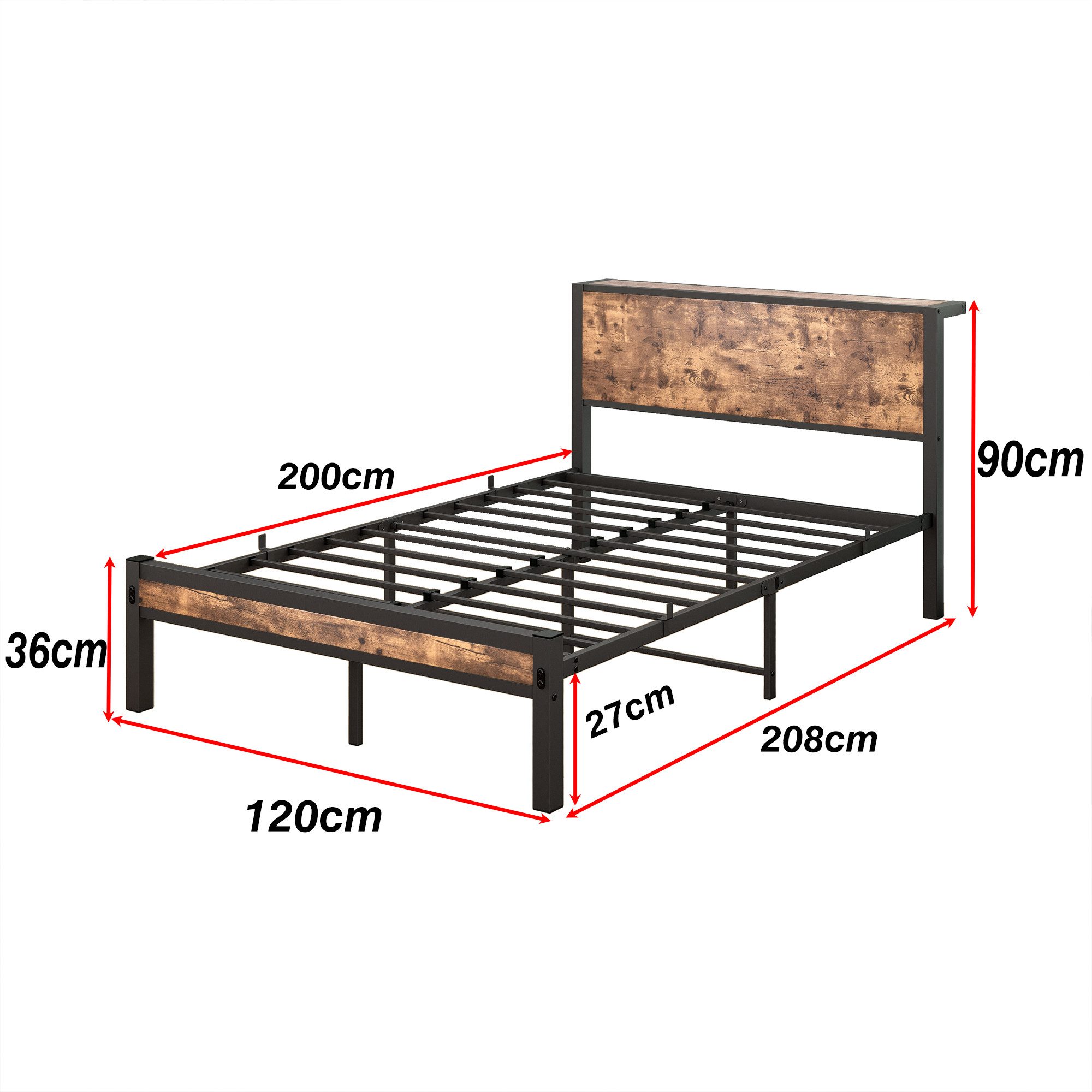 HOMERECOMMEND Metallbett mit MDF-Kopfteil, Lattenrost, modernes Design (1-t günstig online kaufen