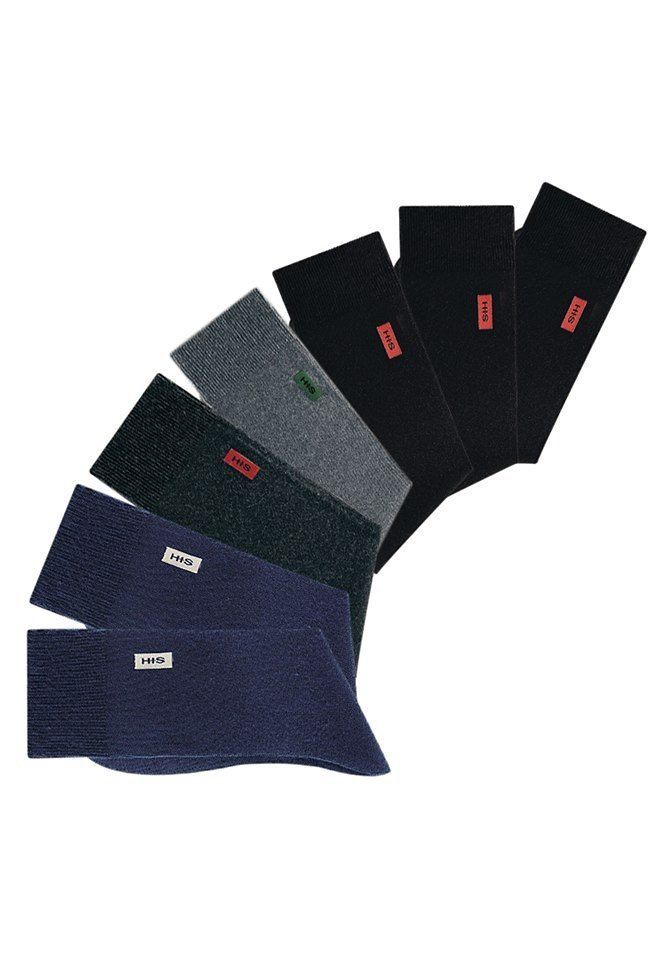 H.I.S Basicsocken Herren Business Alltagssocken, Arbeit, Büro, Reisen (Packung, 7-Paar, Gr. 39-42 bis 47-48) in angenehmer Baumwollqualität