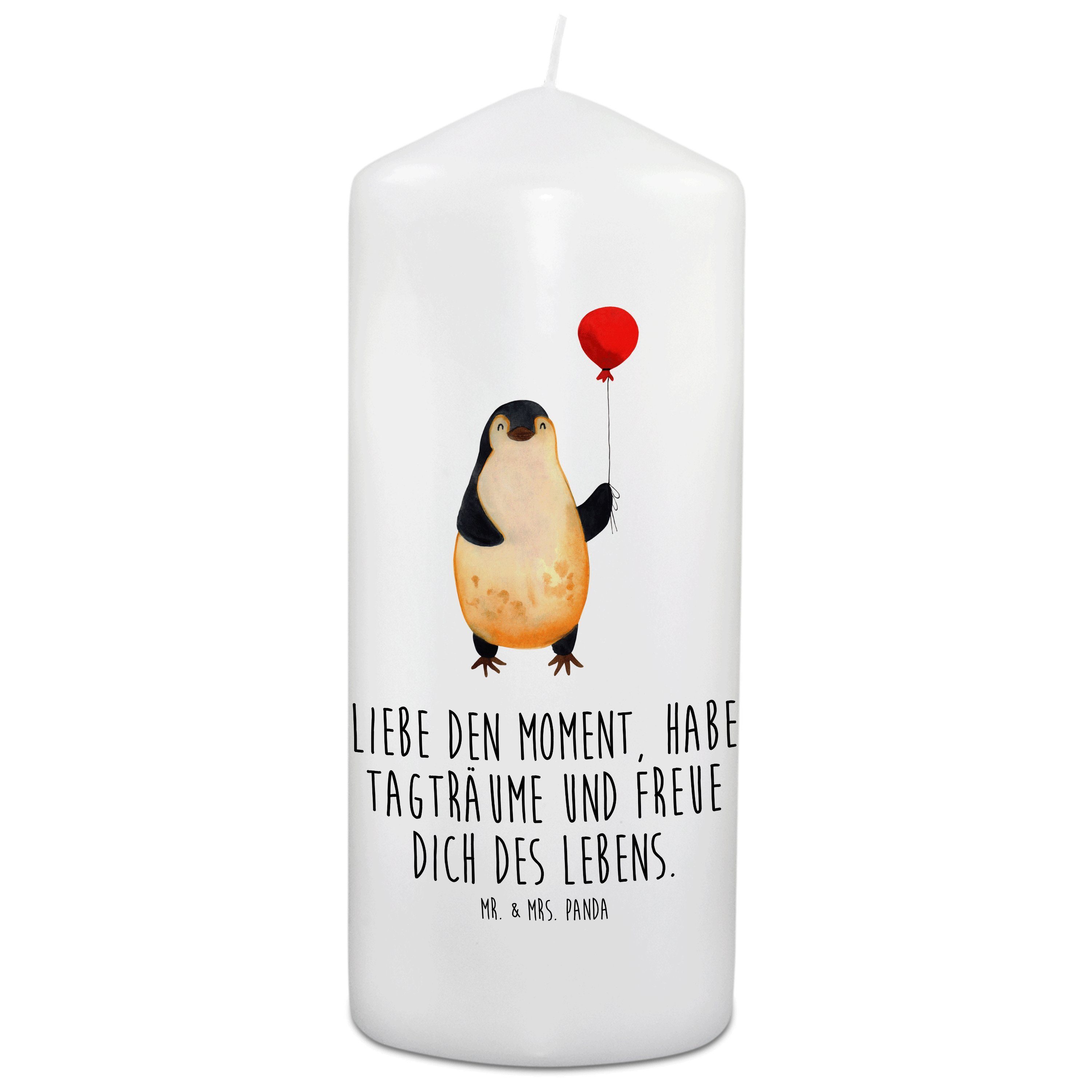 Mr. & Mrs. Panda Formkerze 19 x 8 cm Pinguin Luftballon - Weiß - Geschenk, Kerze, neues Leben, K (1-tlg), Einzigartige Designs