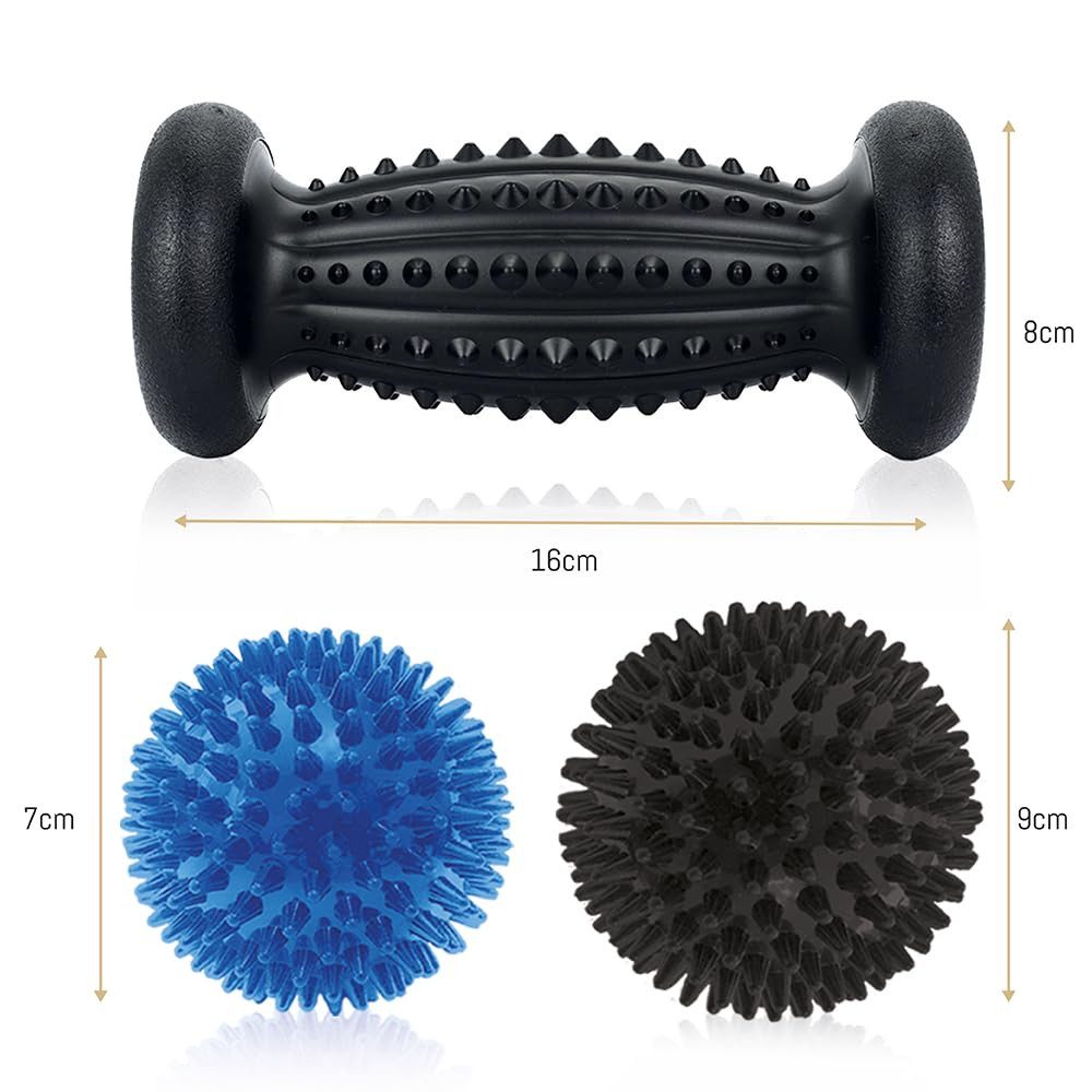 BOZEERA Massageball Igelball Fußmassage Set, 1X Fußmassagegerät 2X Massageball mit Noppen, 3-tlg., Massagebälle für Rücken Beine Füße – Bild 2 von 5