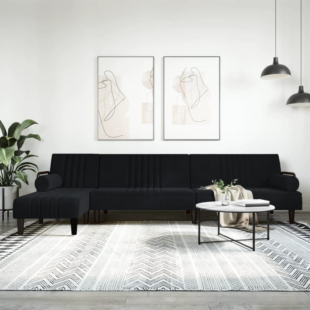 vidaXL Sofa Schlafsofa in L-Form Schwarz 260x140x70 cm Samt günstig online kaufen