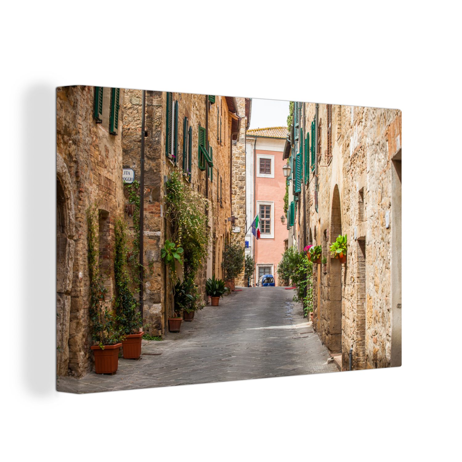 120x80 Leinwandbild Gemälde, Wohnbereiche, San Gimignano cm großes, (1 der, alle Straße mittelalterlichen OneMillionCanvasses® der XXL, Stadt in italienischen St), Wandbild für