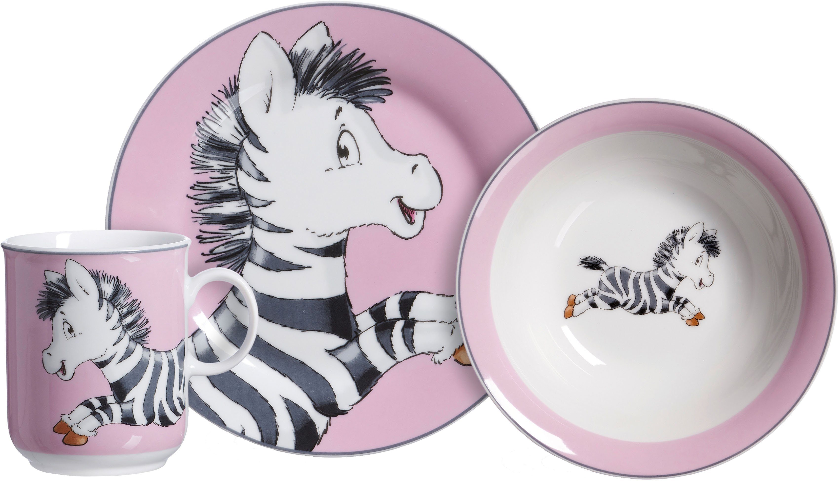 Ritzenhoff & Breker Kindergeschirr-Set »Happy Zoo, Zoe« (3-tlg), Porzellan,  mit Zebra-Dekor online kaufen | OTTO