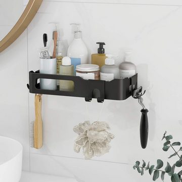 HYTIREBY Duschkorb Duschablage ohne Bohren, für Bad Küche Toilette, Edelstahl Duschablage mit 5 Haken