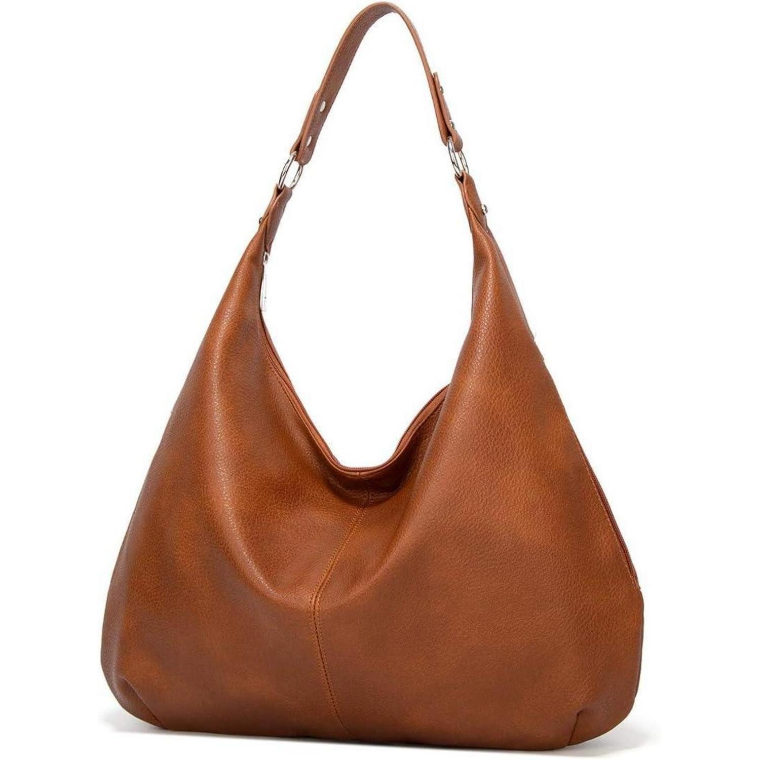 Handtasche Tasche Damen Hobo Schultertasche PU Leder Reißverschluss Gelb braun