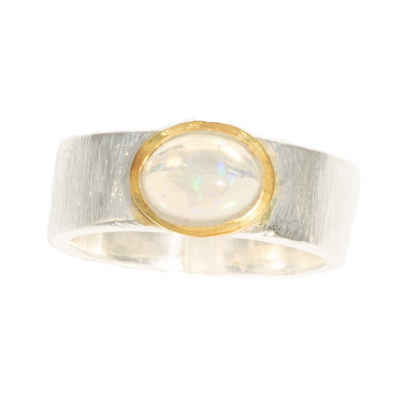 Bella Carina Fingerring Ring mit echten Edel Opal Stein, 925 Silber, mit echten Edel Opal