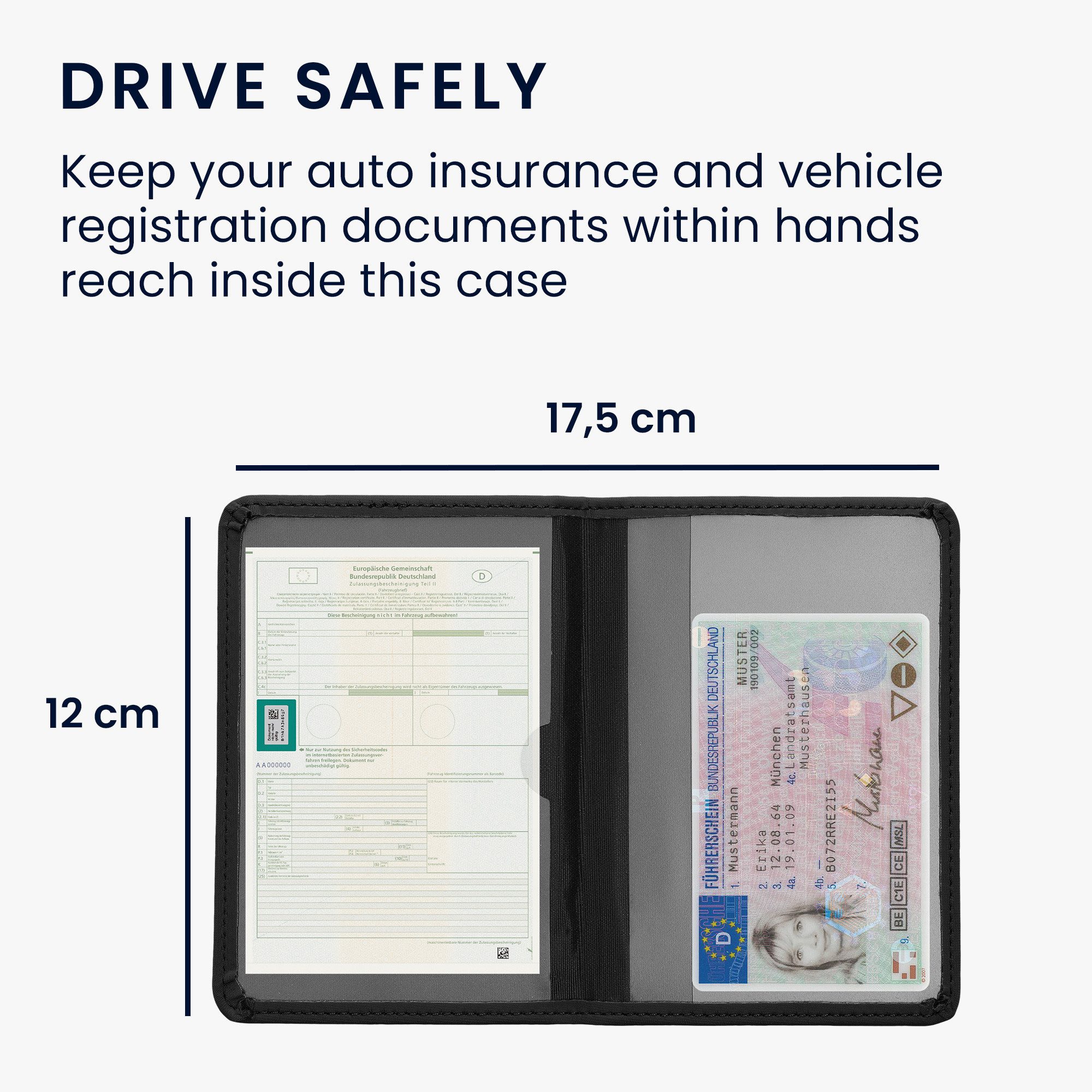 kwmobile Organizer Fahrzeugschein Hülle mit Kartenfächern (1 St), Neopren Etui Tasche für Auto Zulassungsbescheinigung Führerschein – Bild 4 von 5