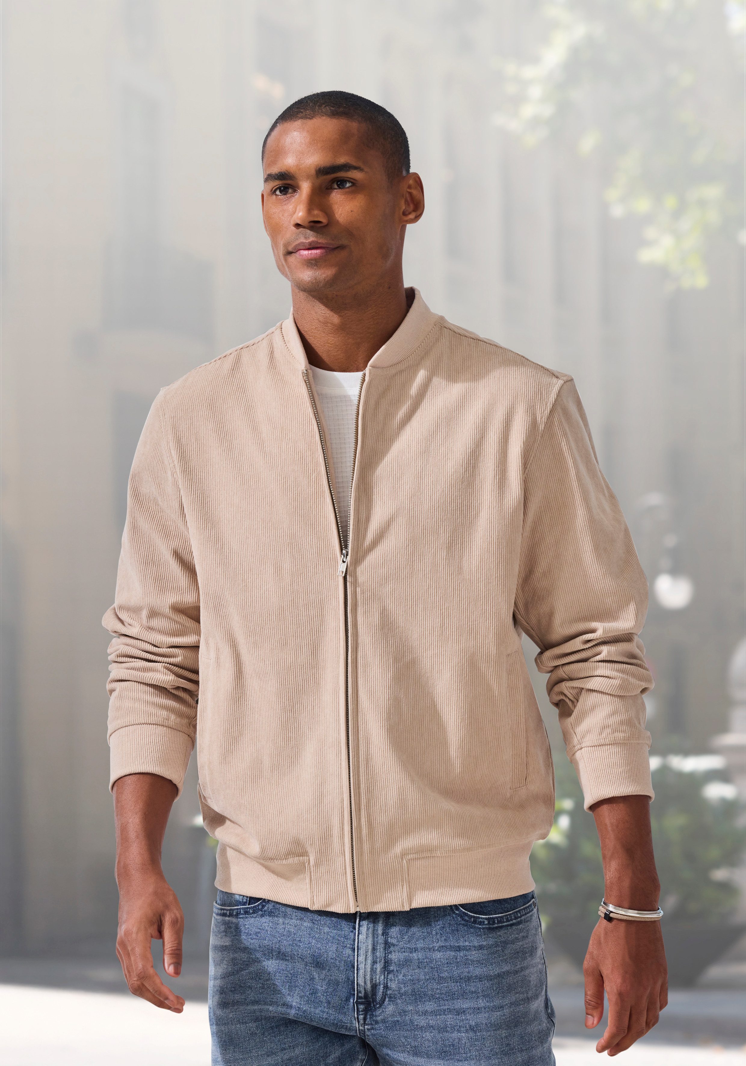 H.I.S Cordjacke - Blouson mit Reißverschluss, Pilotenjacke / Übergangsjacke aus Cord, regular fit