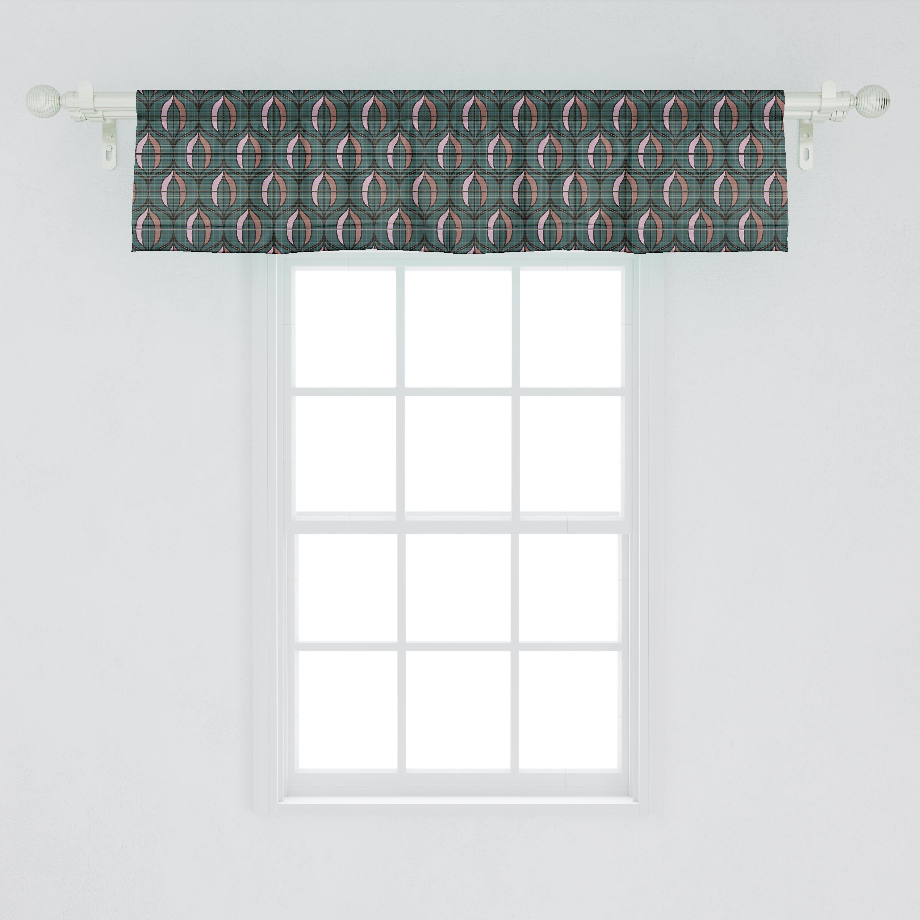 Scheibengardine Vorhang Volant für Stangentasche, Küche Abstrakt Art-Deco-inspirierten Dekor mit Microfaser, Schlafzimmer Abakuhaus, Formen
