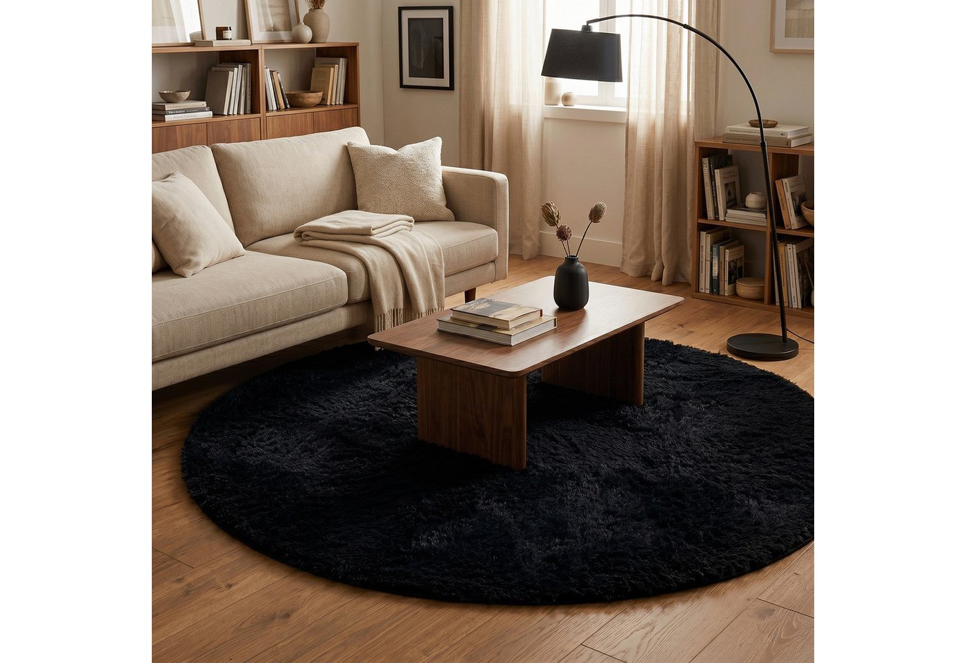 Pergamon Hochflor-Teppich Hochflor Shaggy Teppich Fluffy Rund, Rund, Höhe: 40 mm