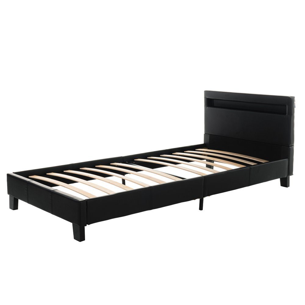 Bett Bett Lattenrost), Bett gepolstertes (Set, mit ASTRO DELUXE ohne Matratze LED oder und großes schwarz extra 2-tlg., HOME Kopfteil,Variante